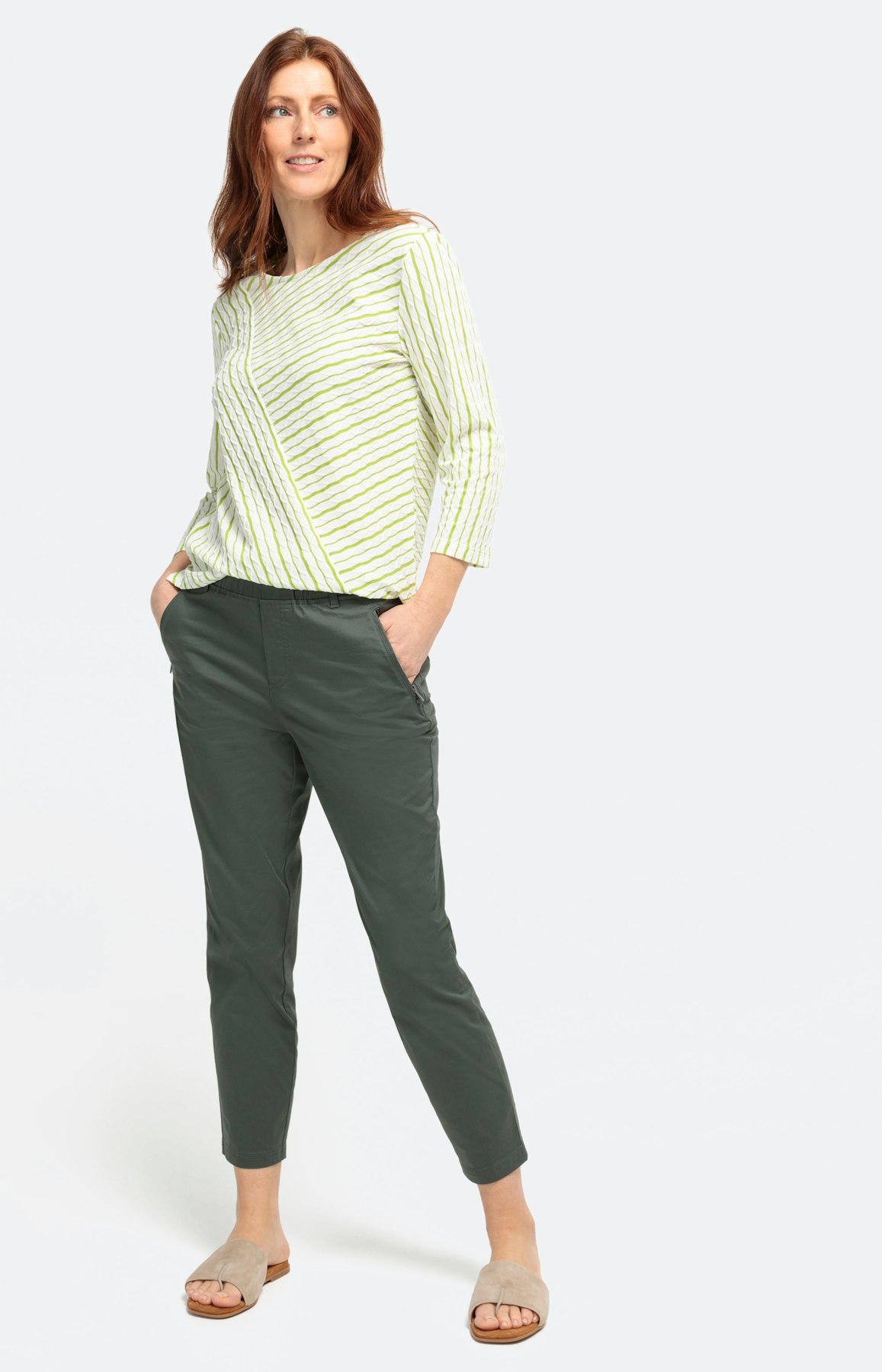 Shirt met 3/4-mouwen en golfstructuur