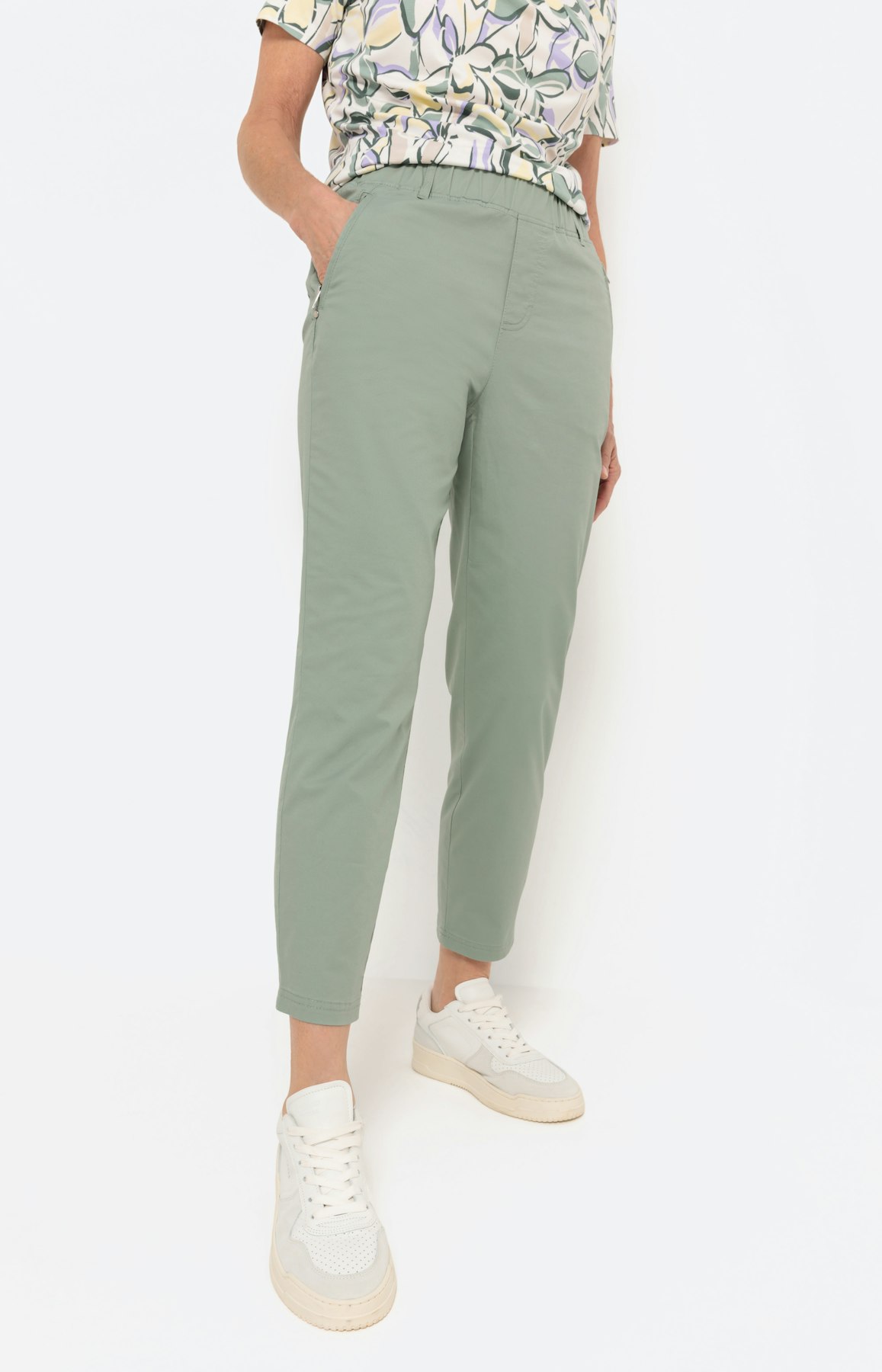 Comfort broek van twill, salie