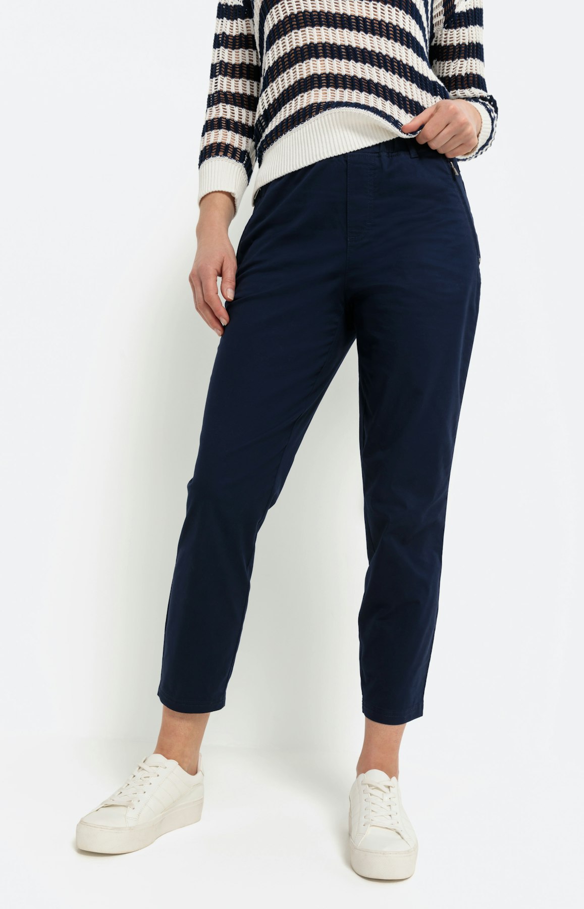 Comfort broek in twill, navy