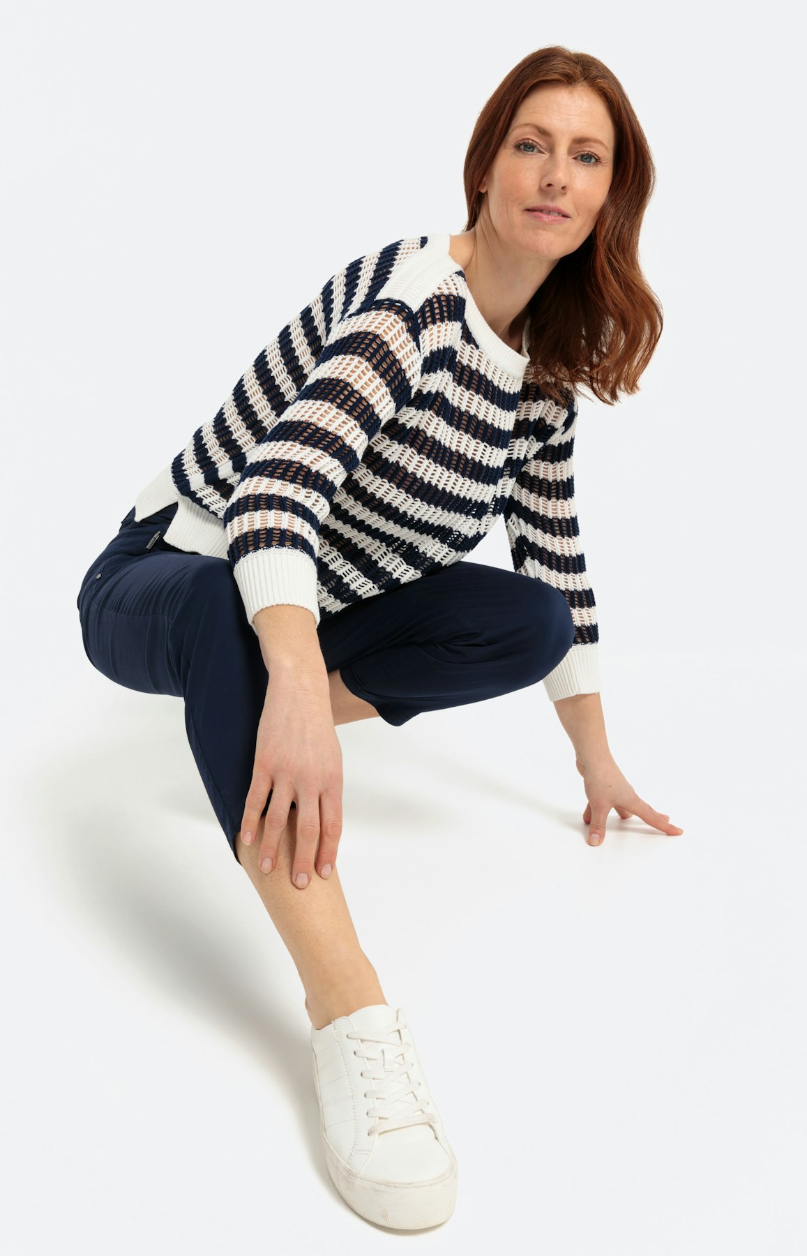 Comfort broek in twill, navy