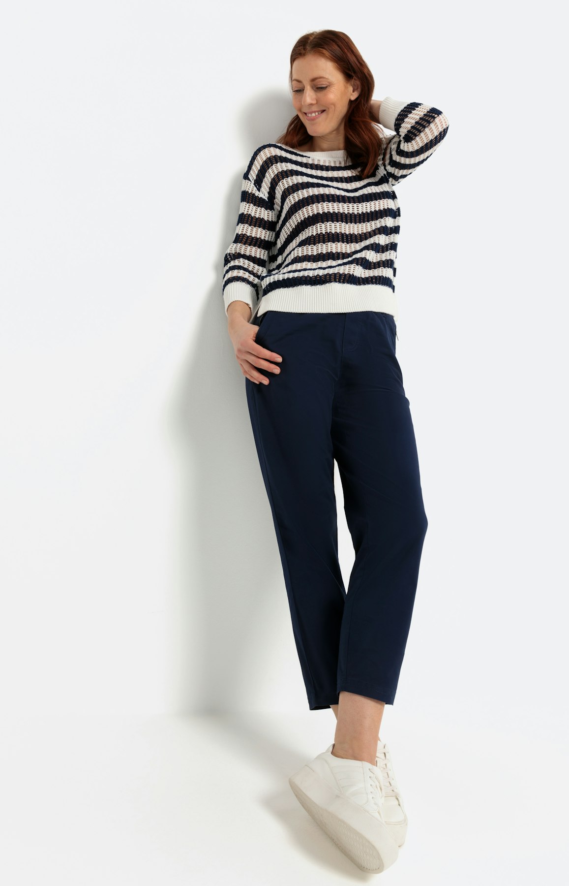 Comfort broek in twill, navy