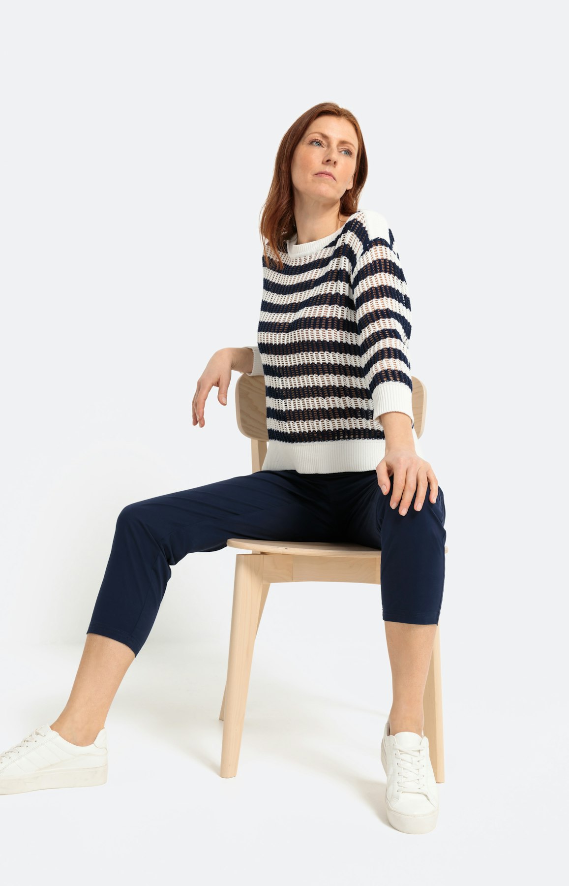 Gestreepte trui met 3/4-mouwen