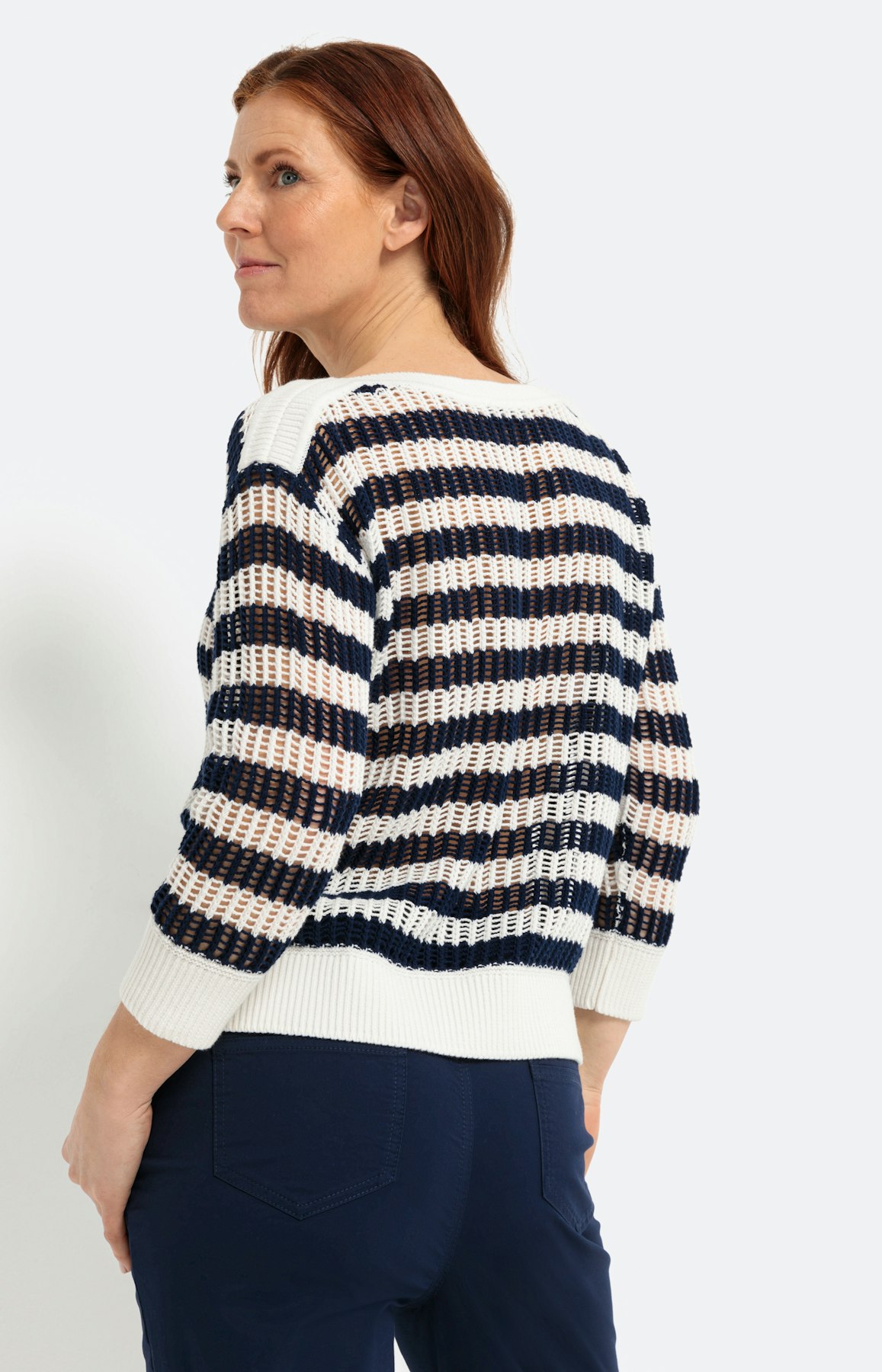 Gestreepte trui met 3/4-mouwen