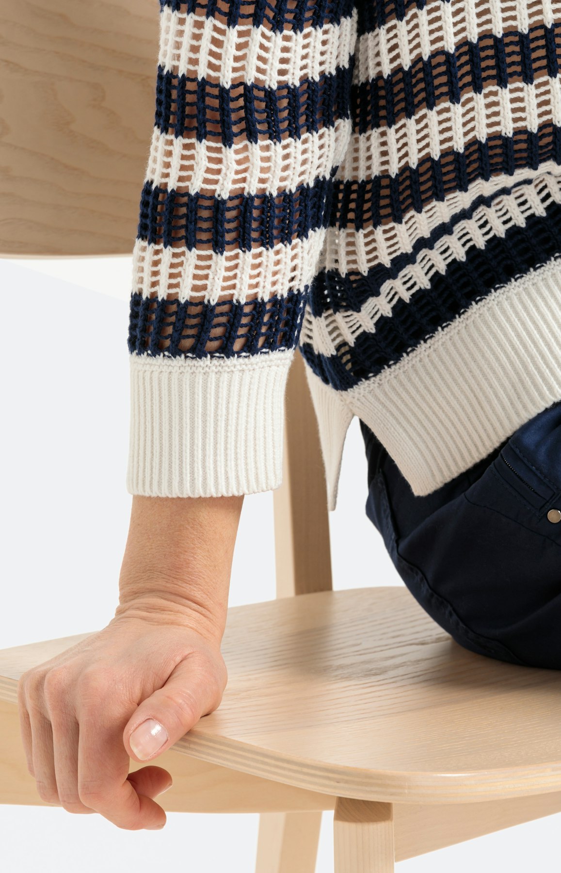 Gestreepte trui met 3/4-mouwen