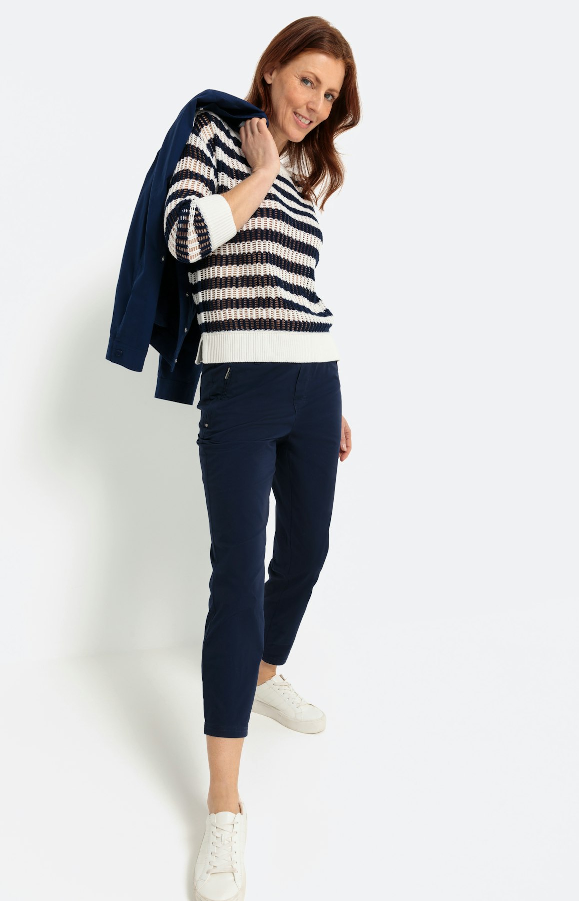 Gestreepte trui met 3/4-mouwen