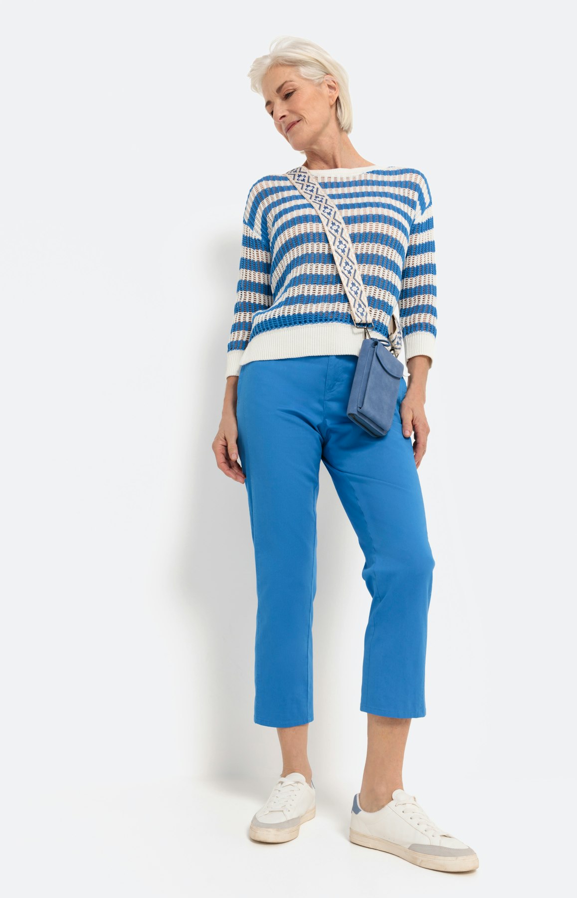 Trui in streepdessin met 3/4-mouwen