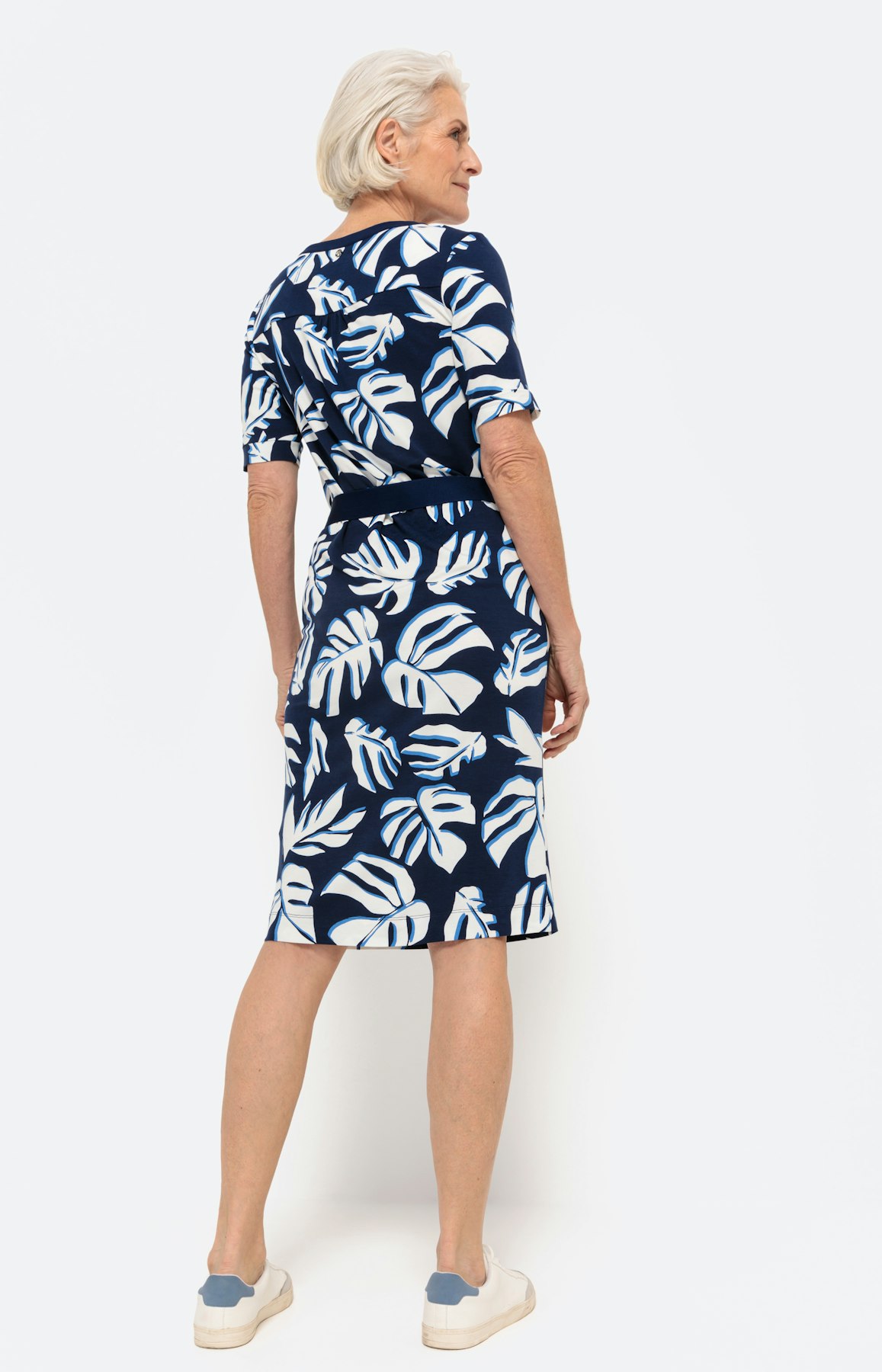Jerseykleid mit botanischem Print, navy