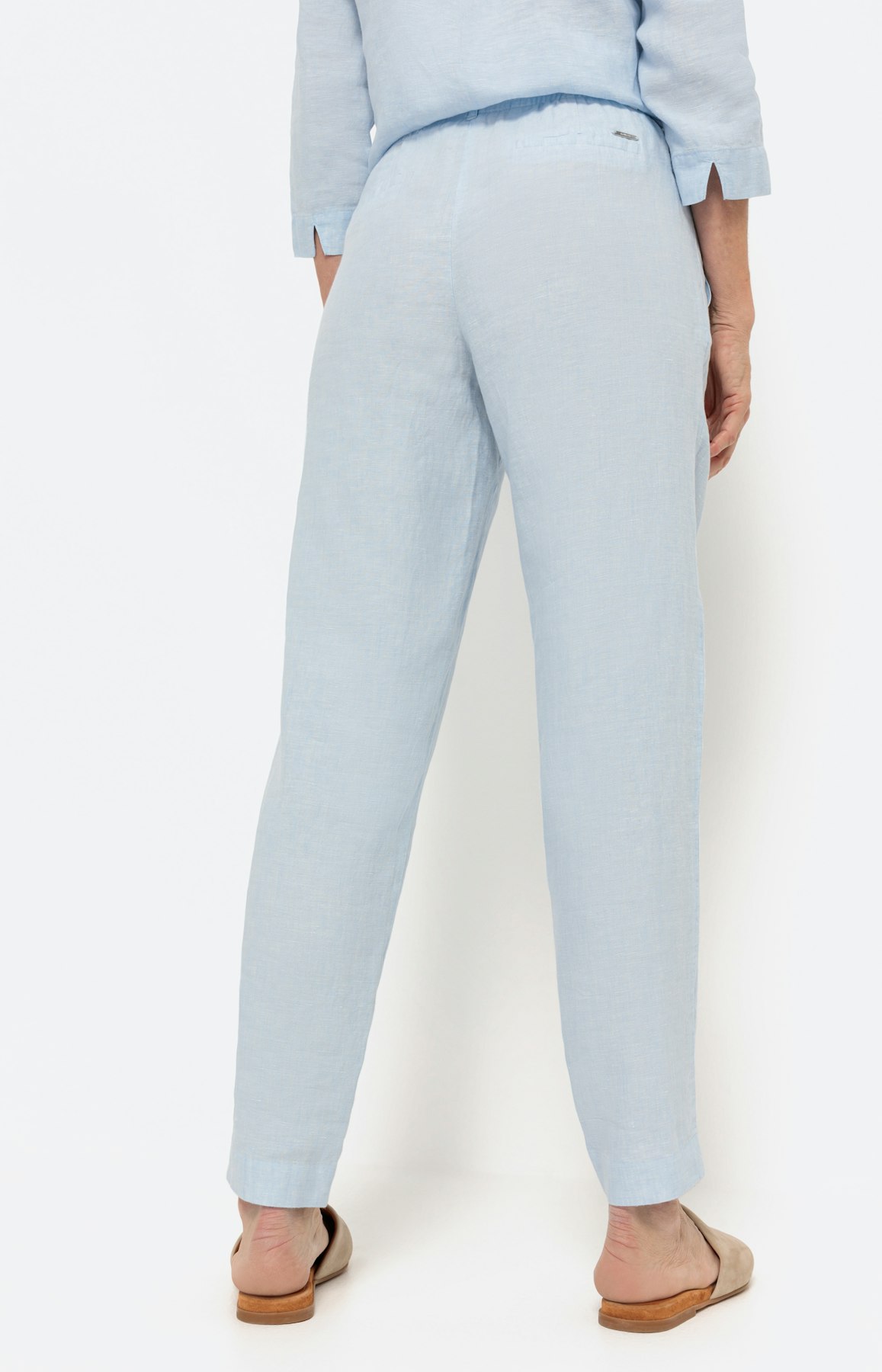 Schmale Hose aus Leinen, hellblau