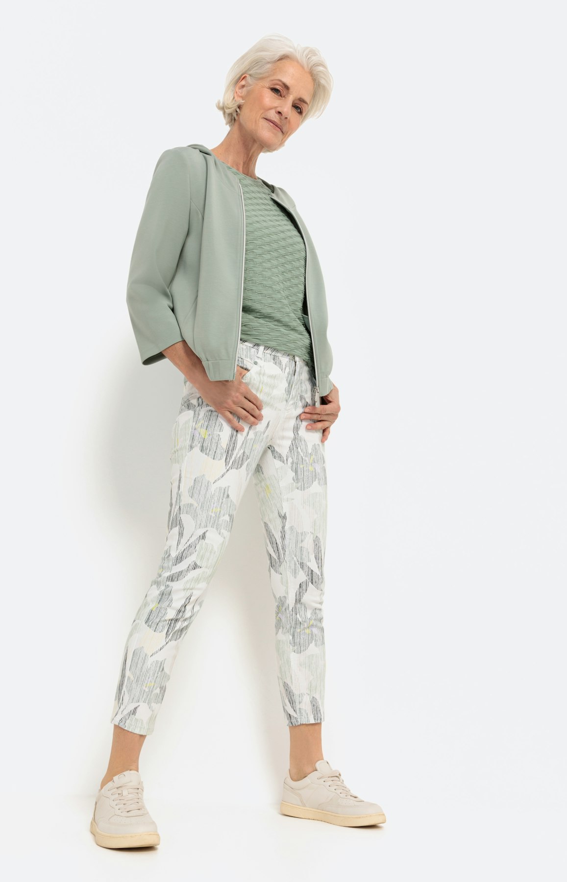 7/8 Jeans, Blumenprint, aloe