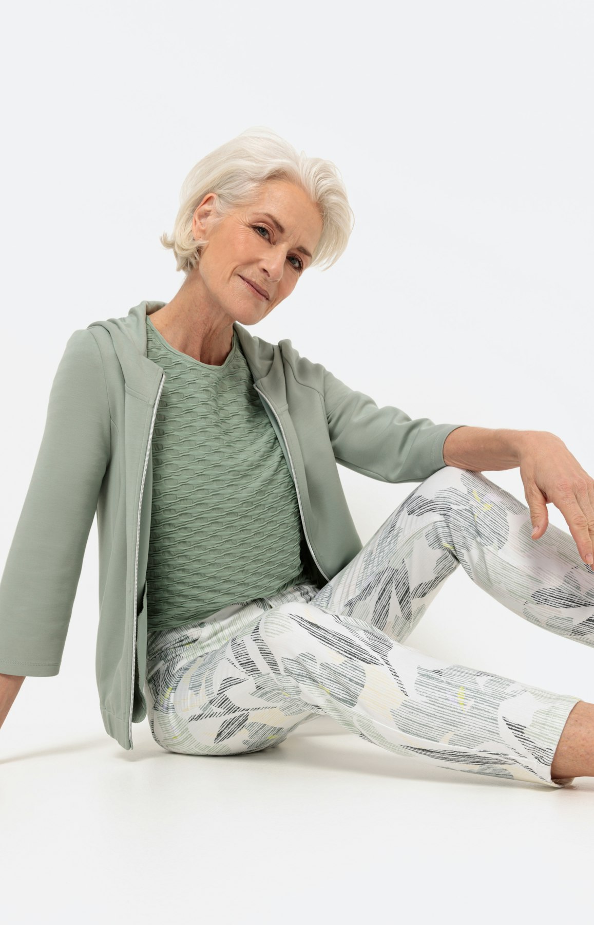 7/8 Jeans, Blumenprint, aloe