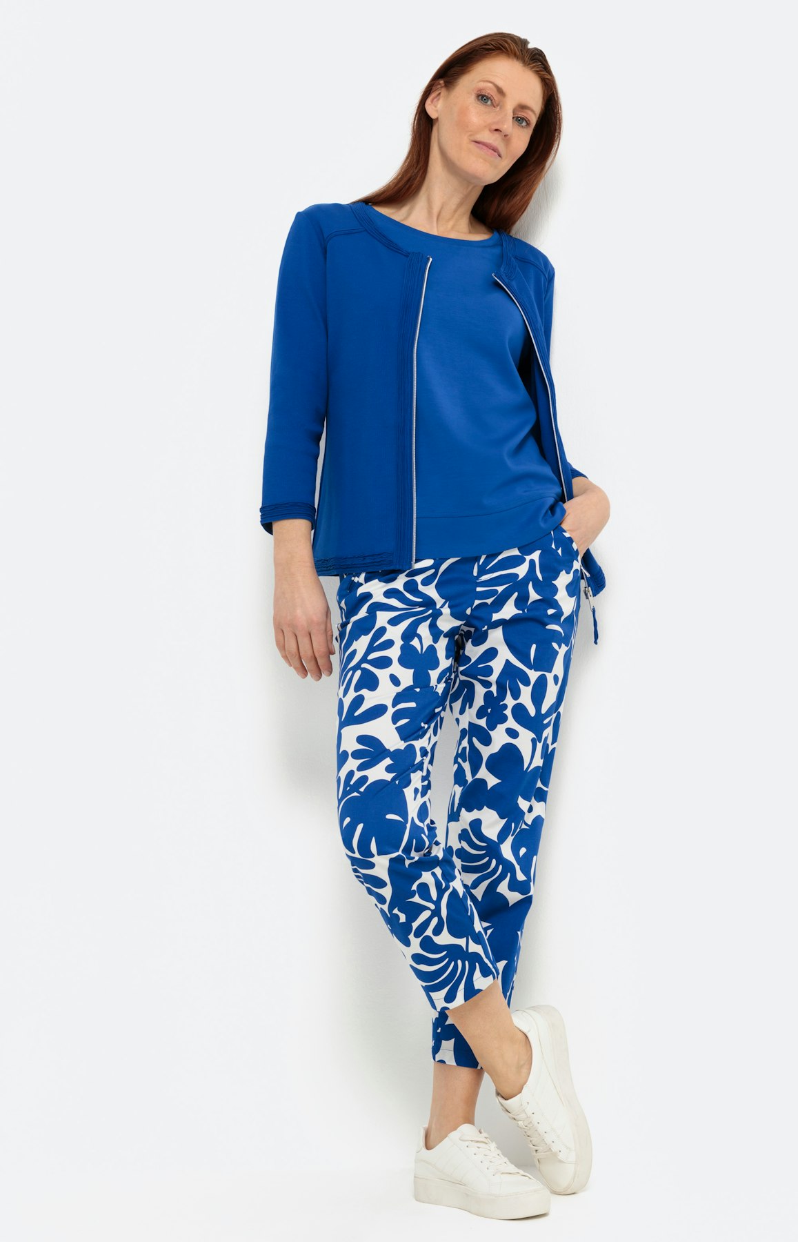 Sweatvest met ronde hals en 3/4-mouwen