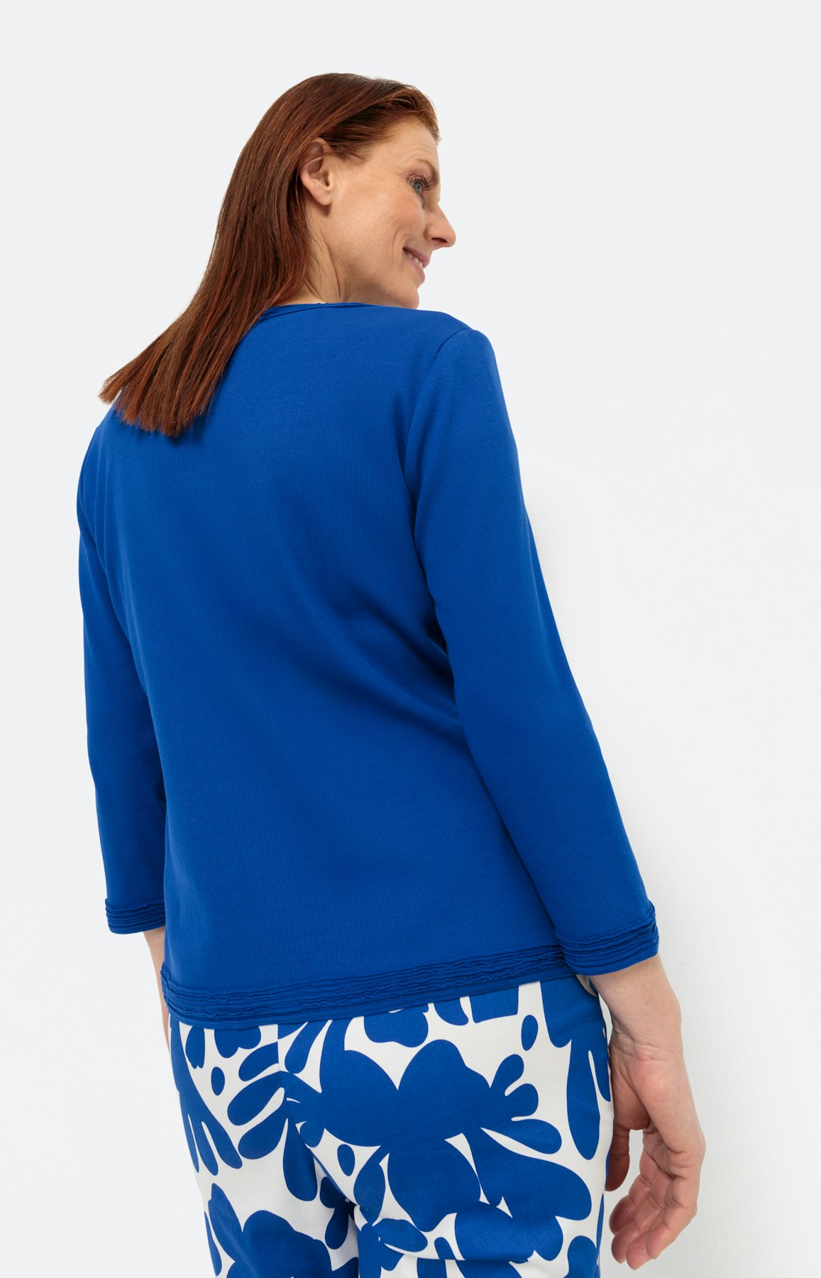 Sweatvest met ronde hals en 3/4-mouwen