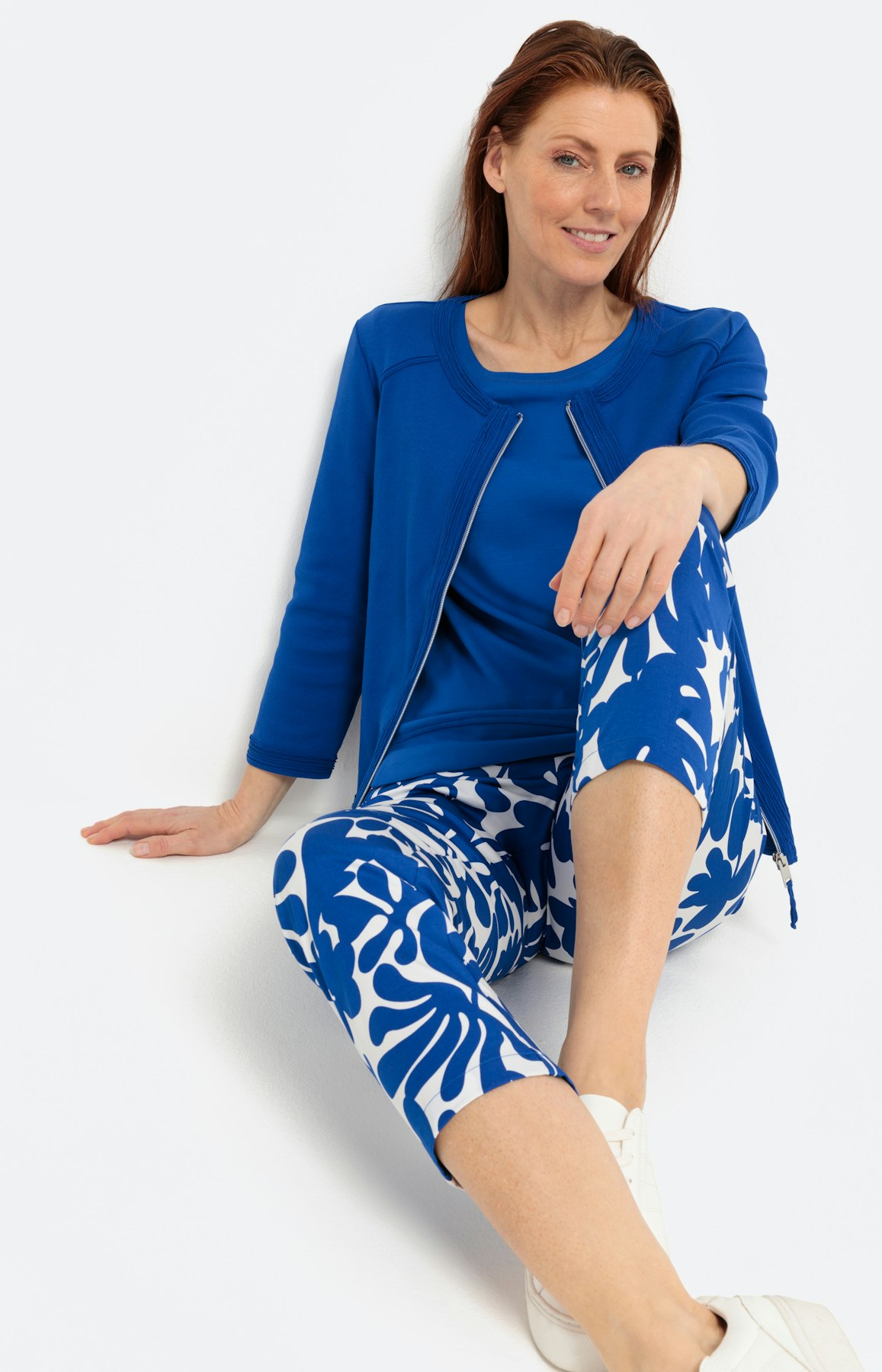 Sweatvest met ronde hals en 3/4-mouwen