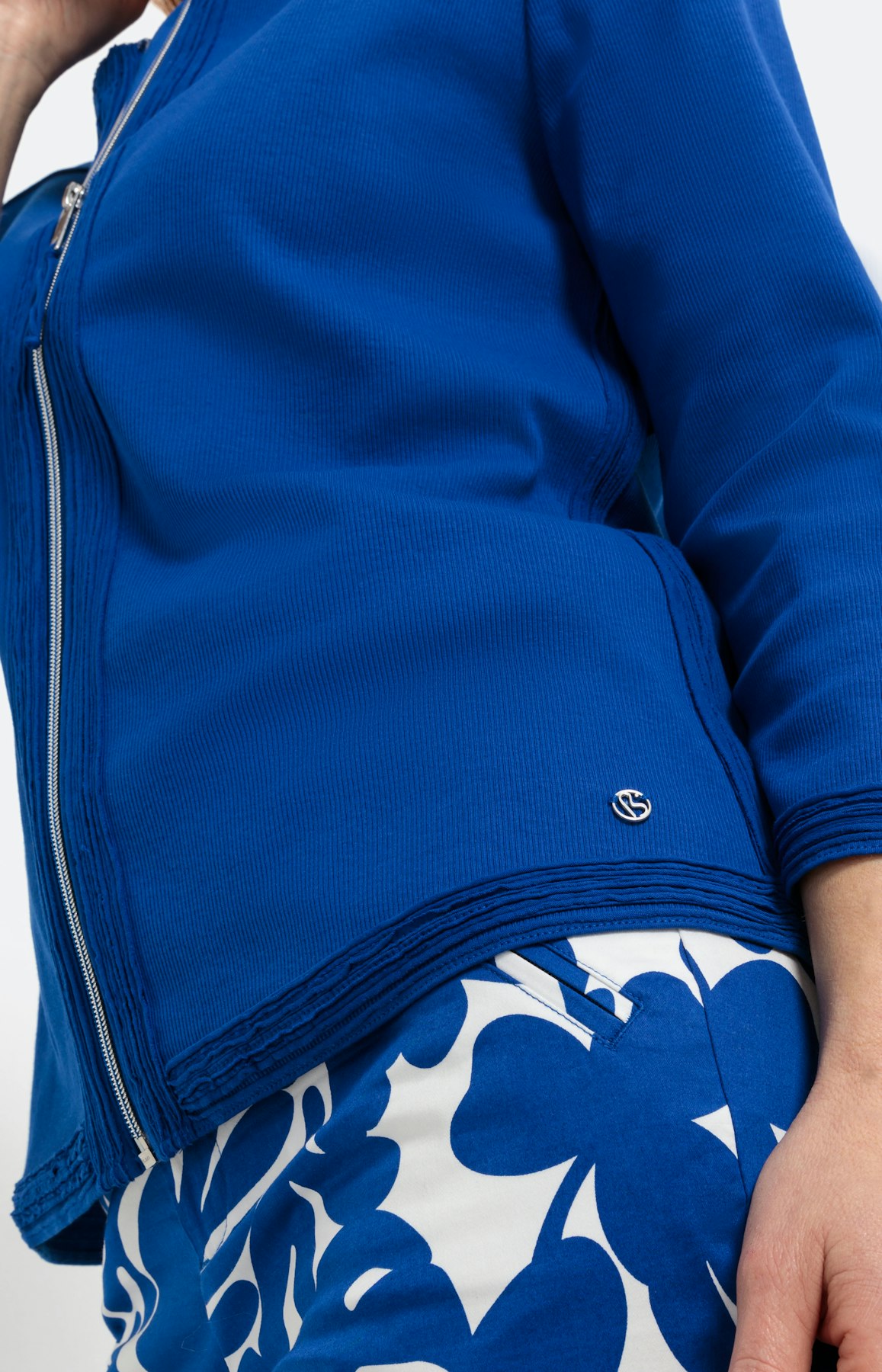 Sweatvest met ronde hals en 3/4-mouwen