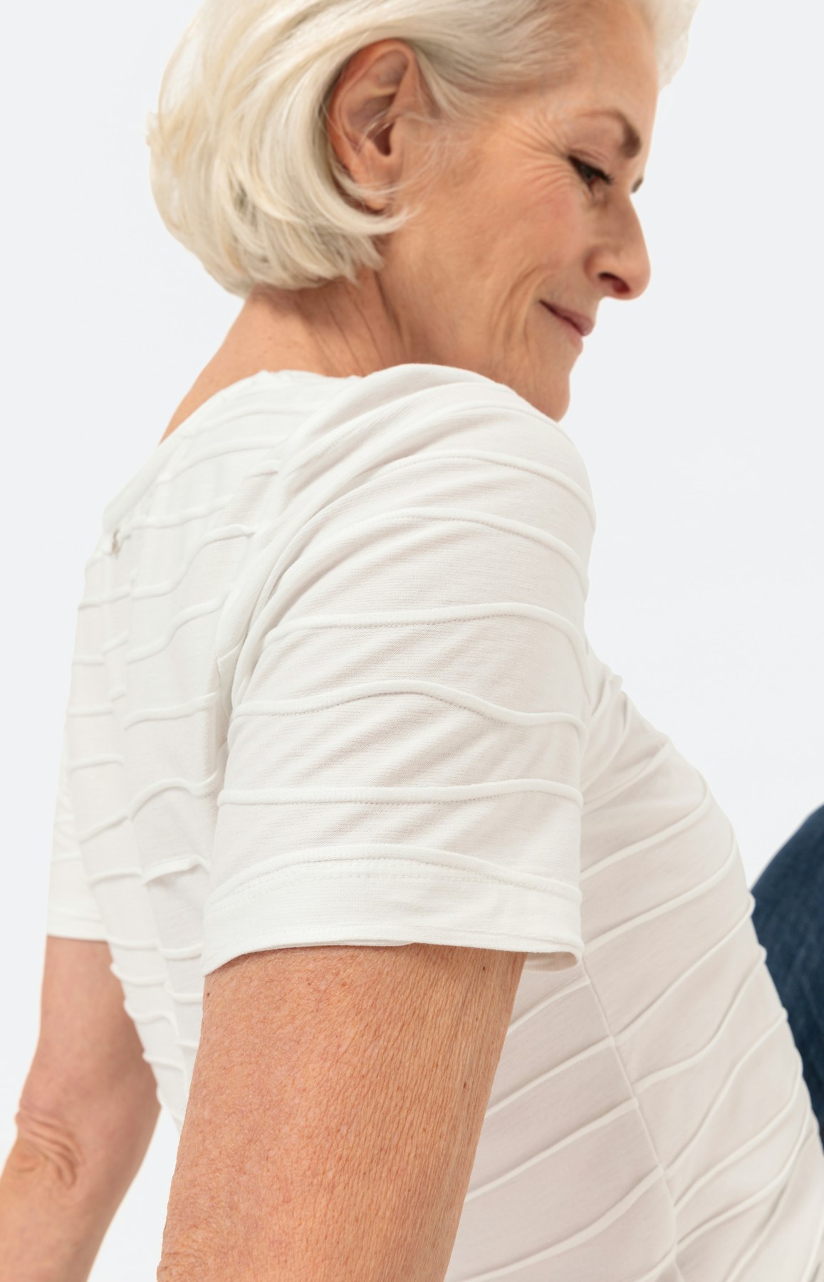 Basic T-Shirt "Welle" 1/2 Arm, weiß