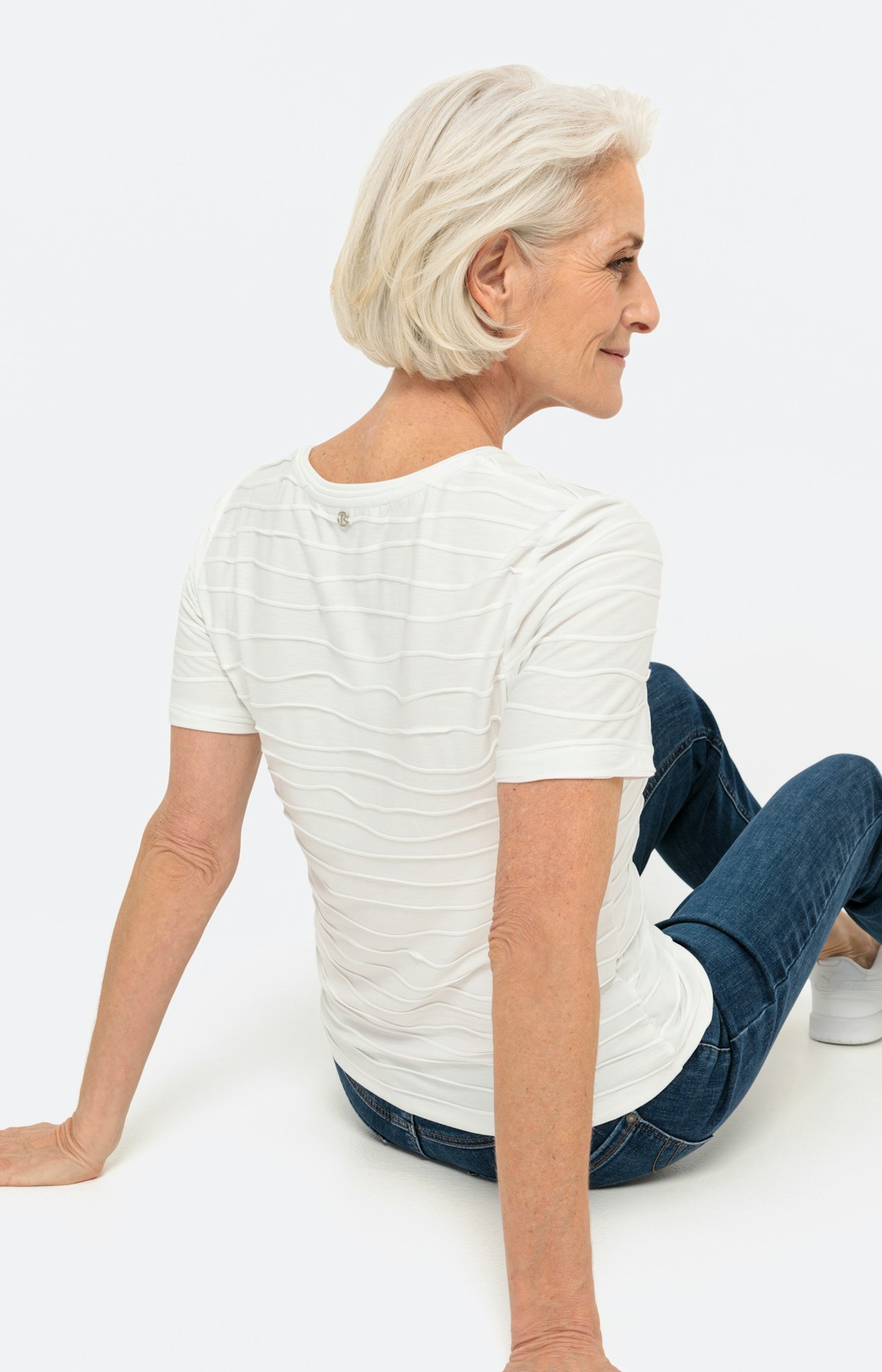 Basic T-Shirt "Welle" 1/2 Arm, weiß