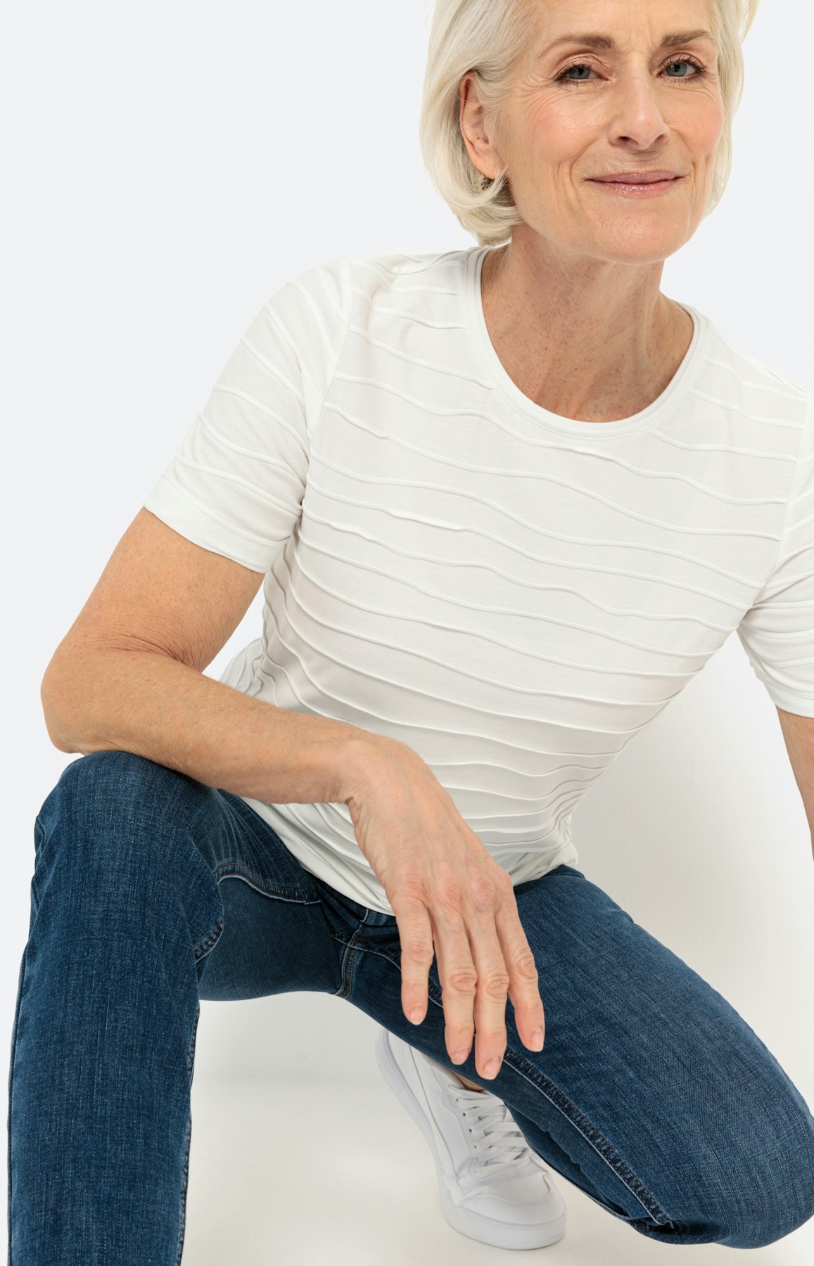 Basic T-Shirt "Welle" 1/2 Arm, weiß