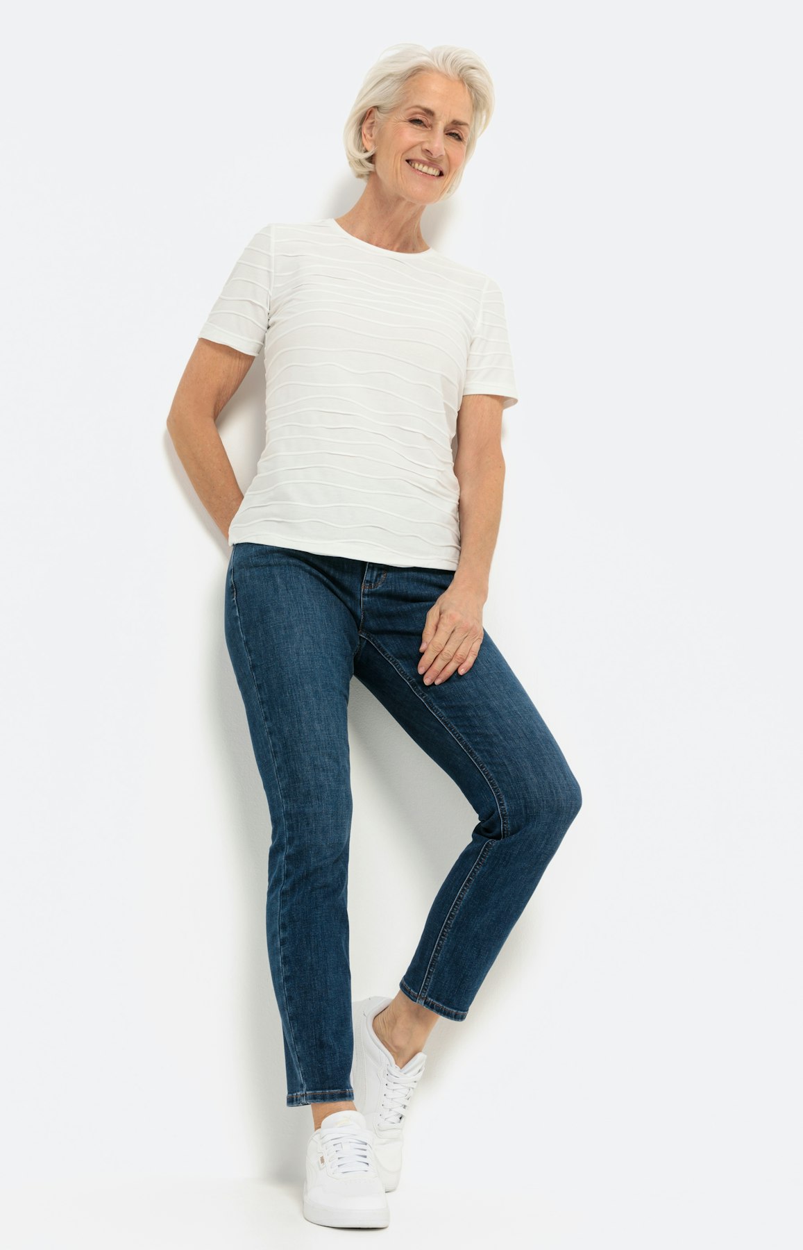 Basic T-Shirt "Welle" 1/2 Arm, weiß