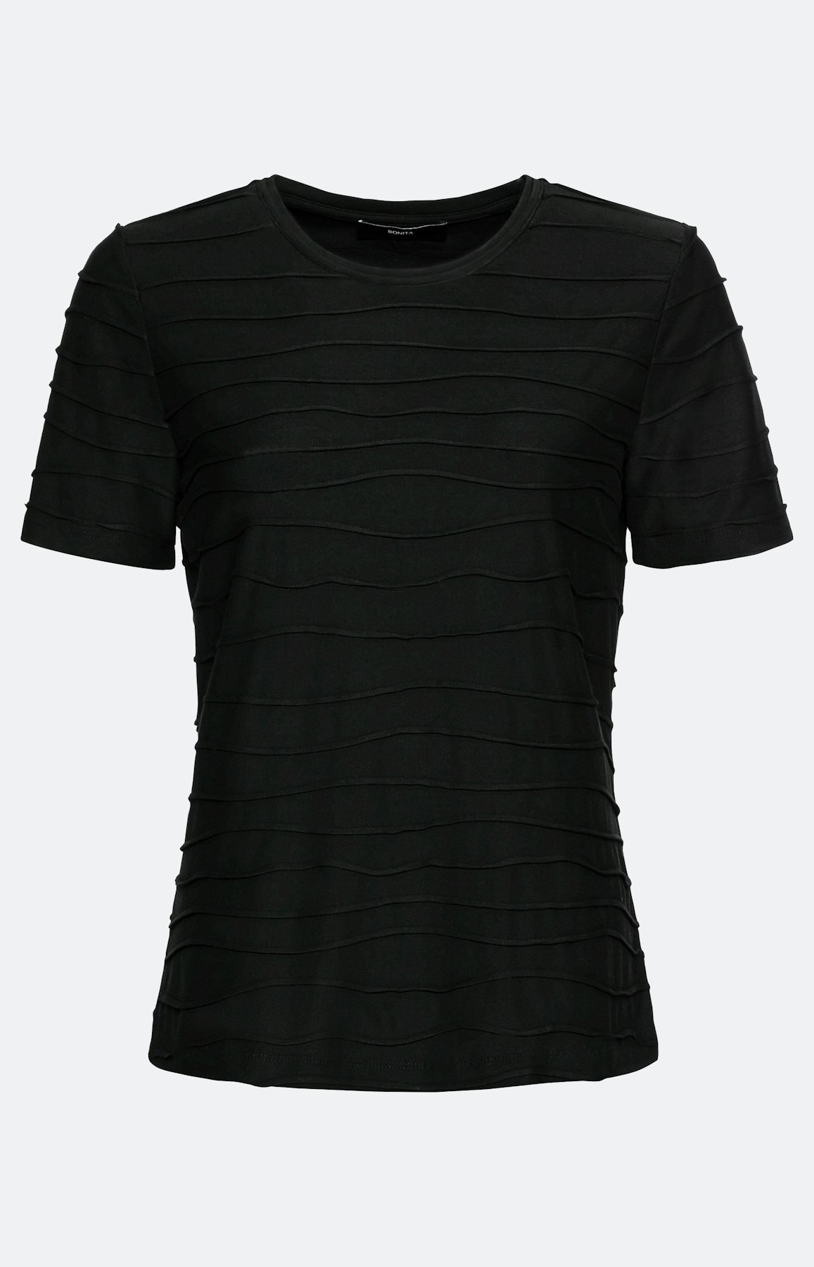 Basic T-shirt "wave" 1/2 mouw, zwart