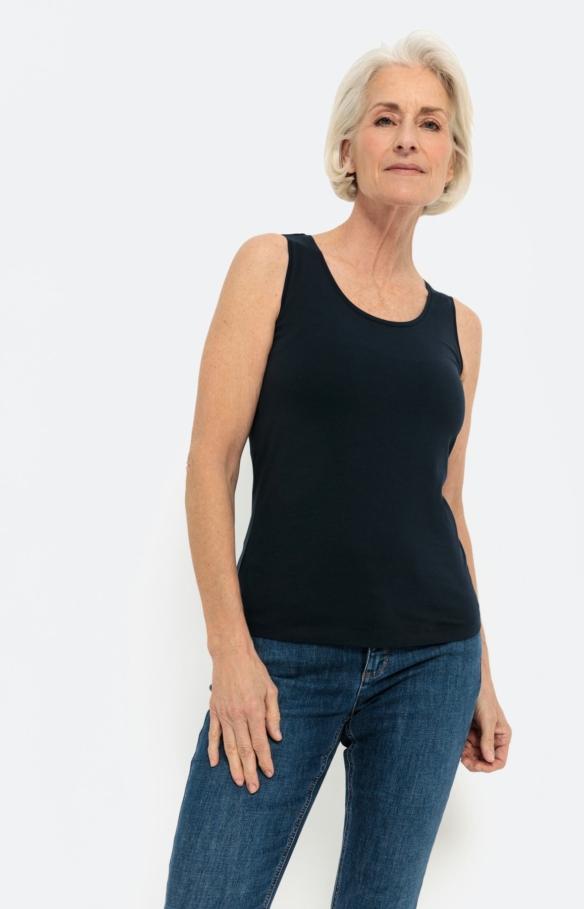 Basic Bio Baumwoll- Top, tintenblau