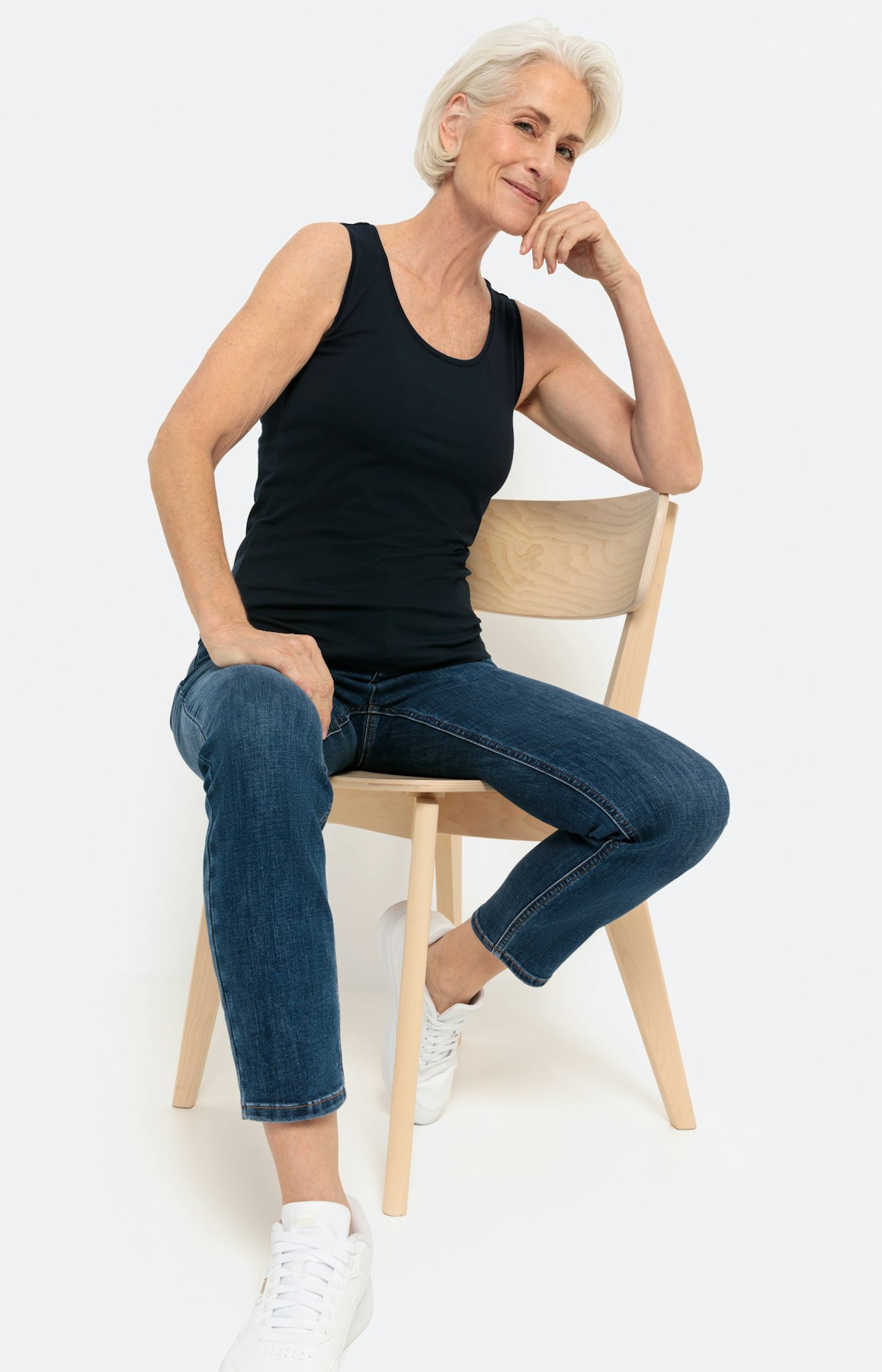 Basic Bio Baumwoll- Top, tintenblau