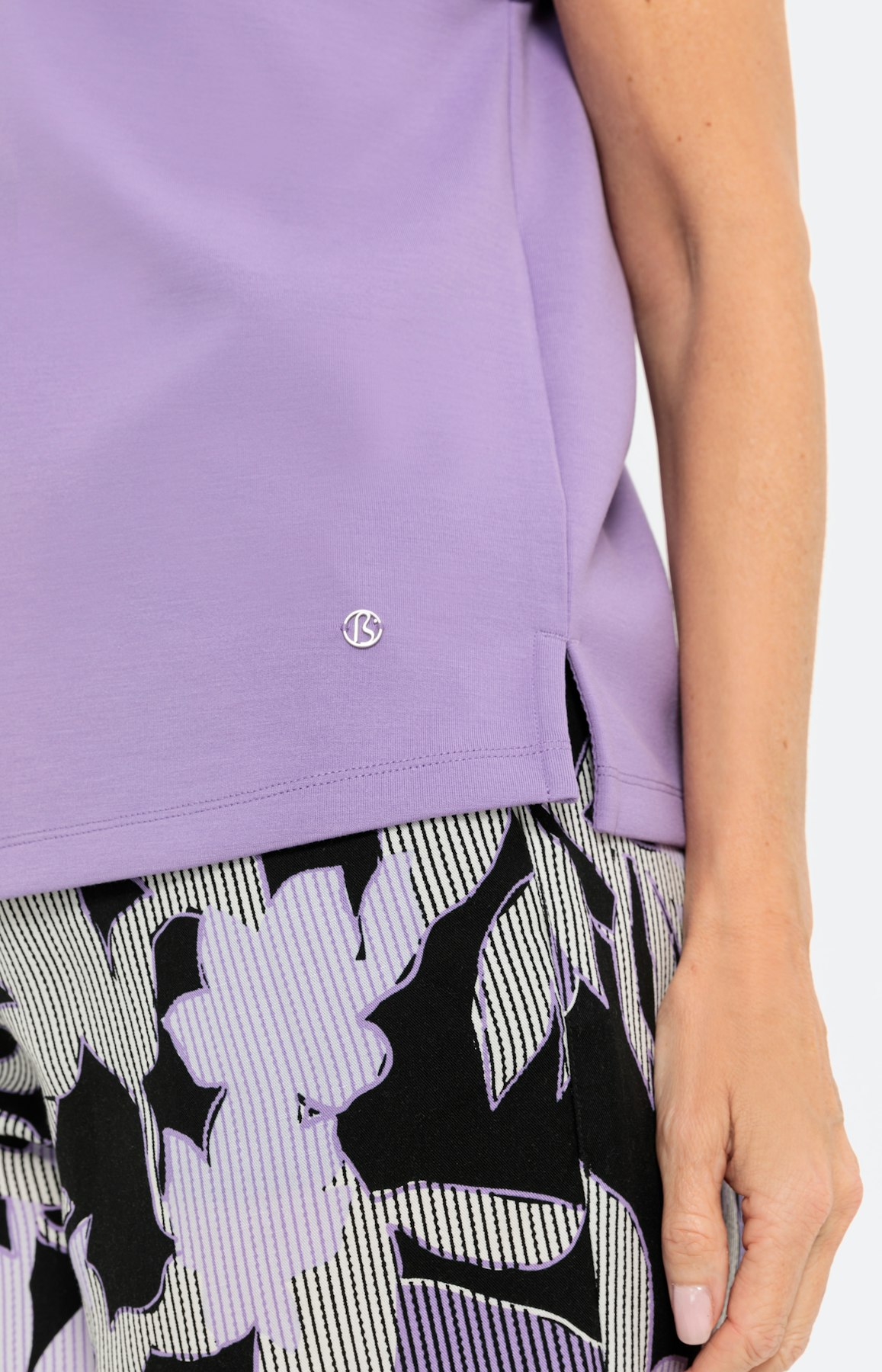 Sweatshirt met korte mouwen en V-hals