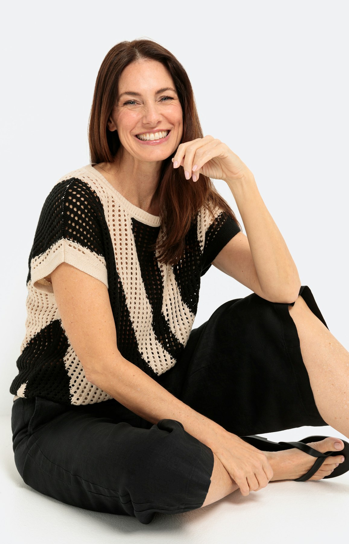 Ajourstrick Pullover mit Kurzarm