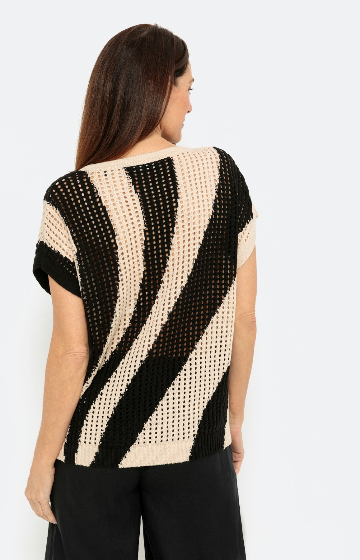 Ajourstrick Pullover mit Kurzarm