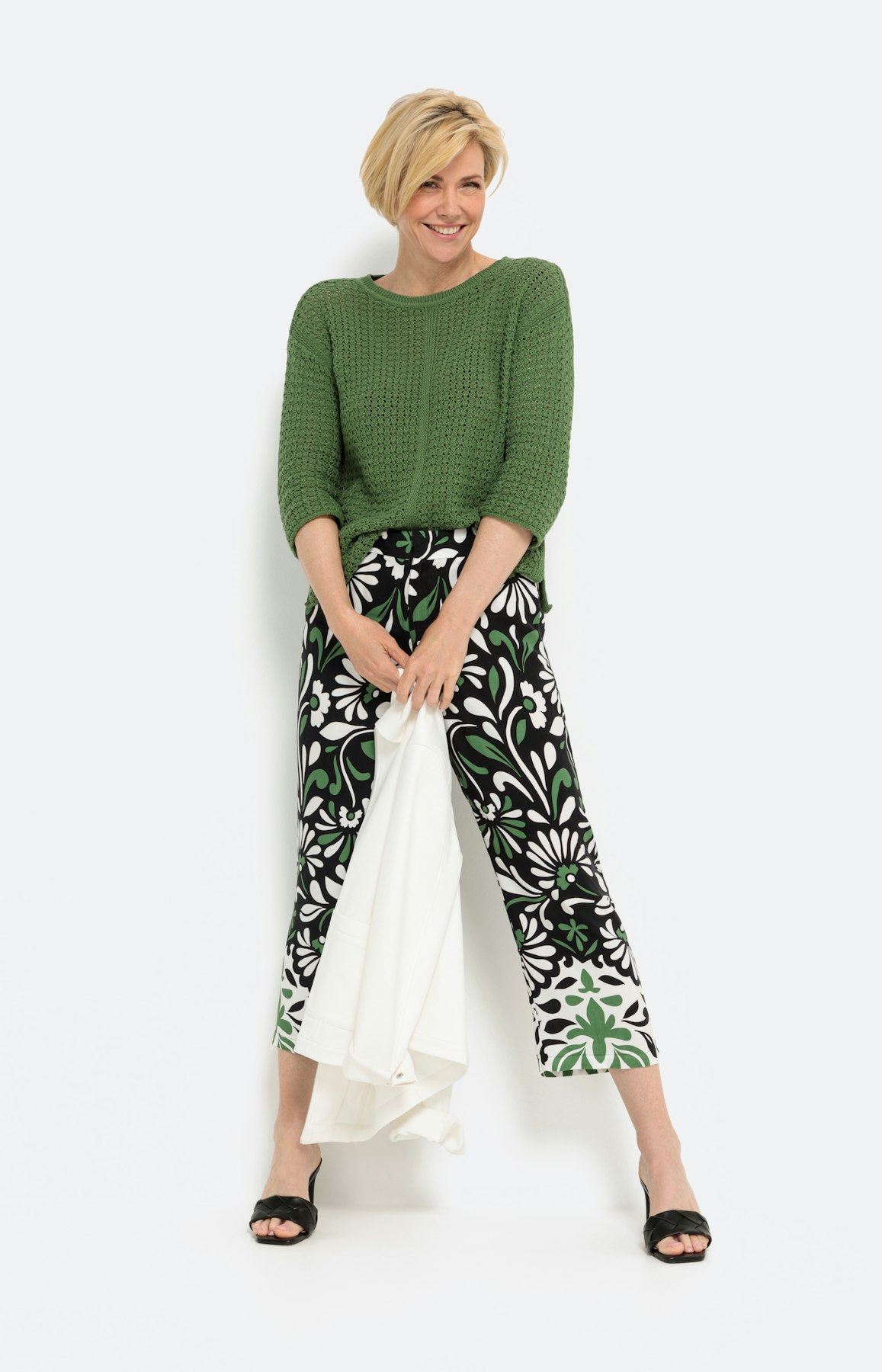 Gestructureerde trui met 3/4-mouwen