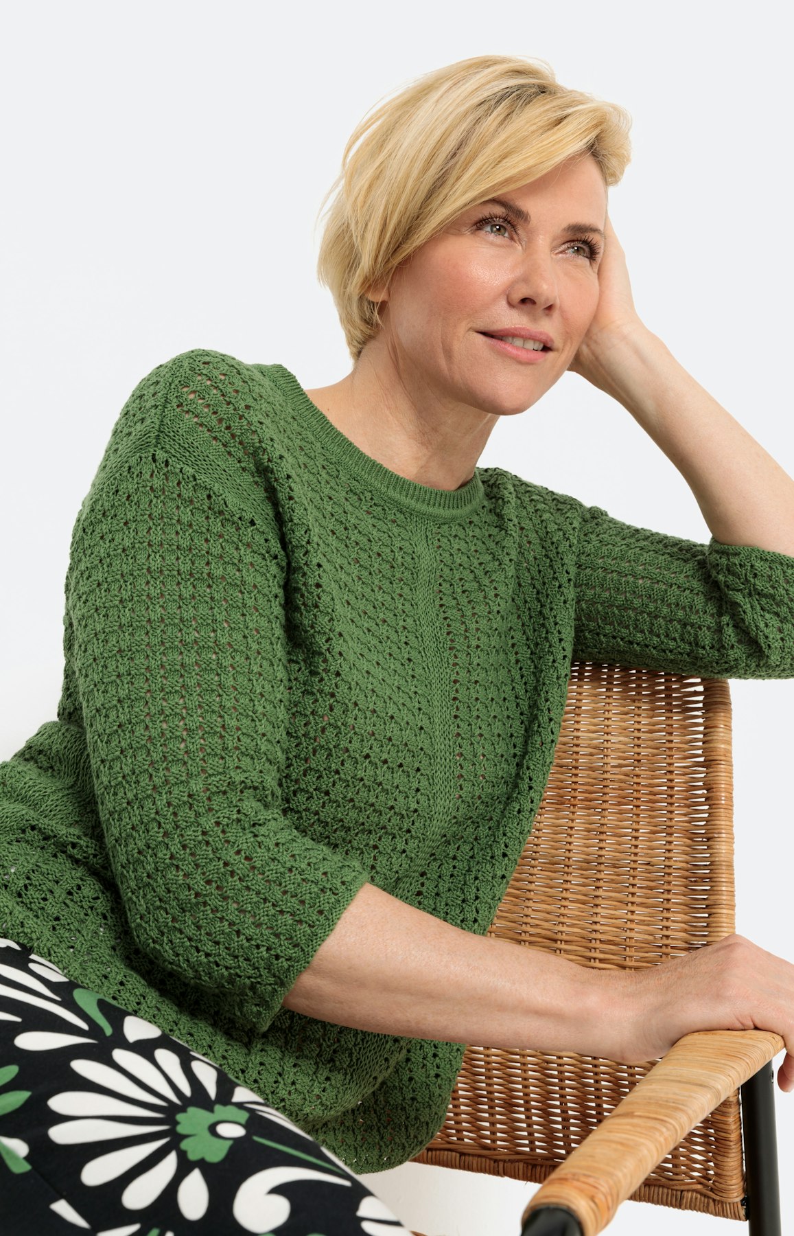 Gestructureerde trui met 3/4-mouwen