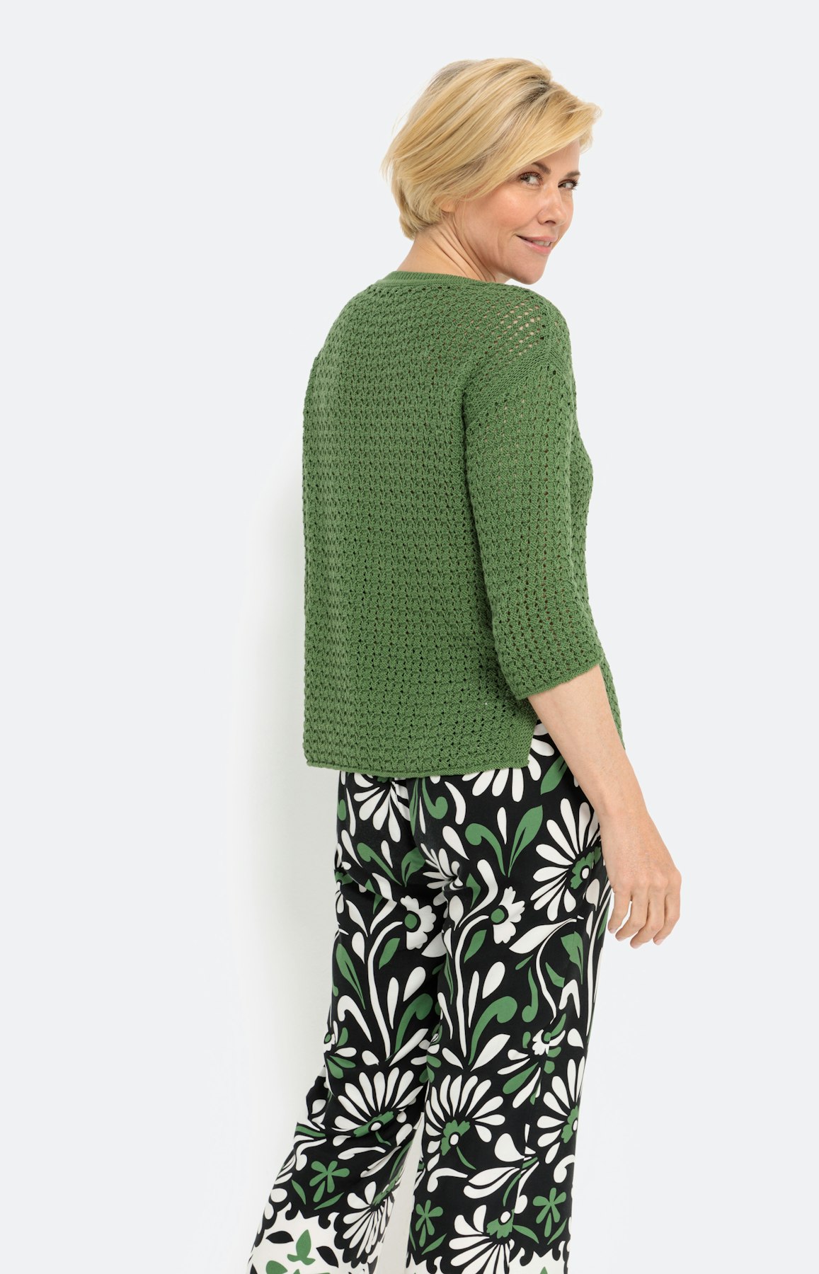 Gestructureerde trui met 3/4-mouwen