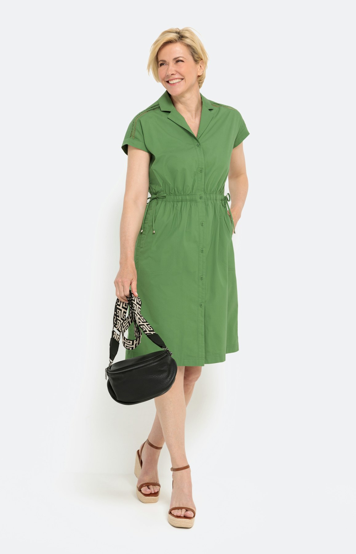 Papertouch-jurk in blousestijl, groen