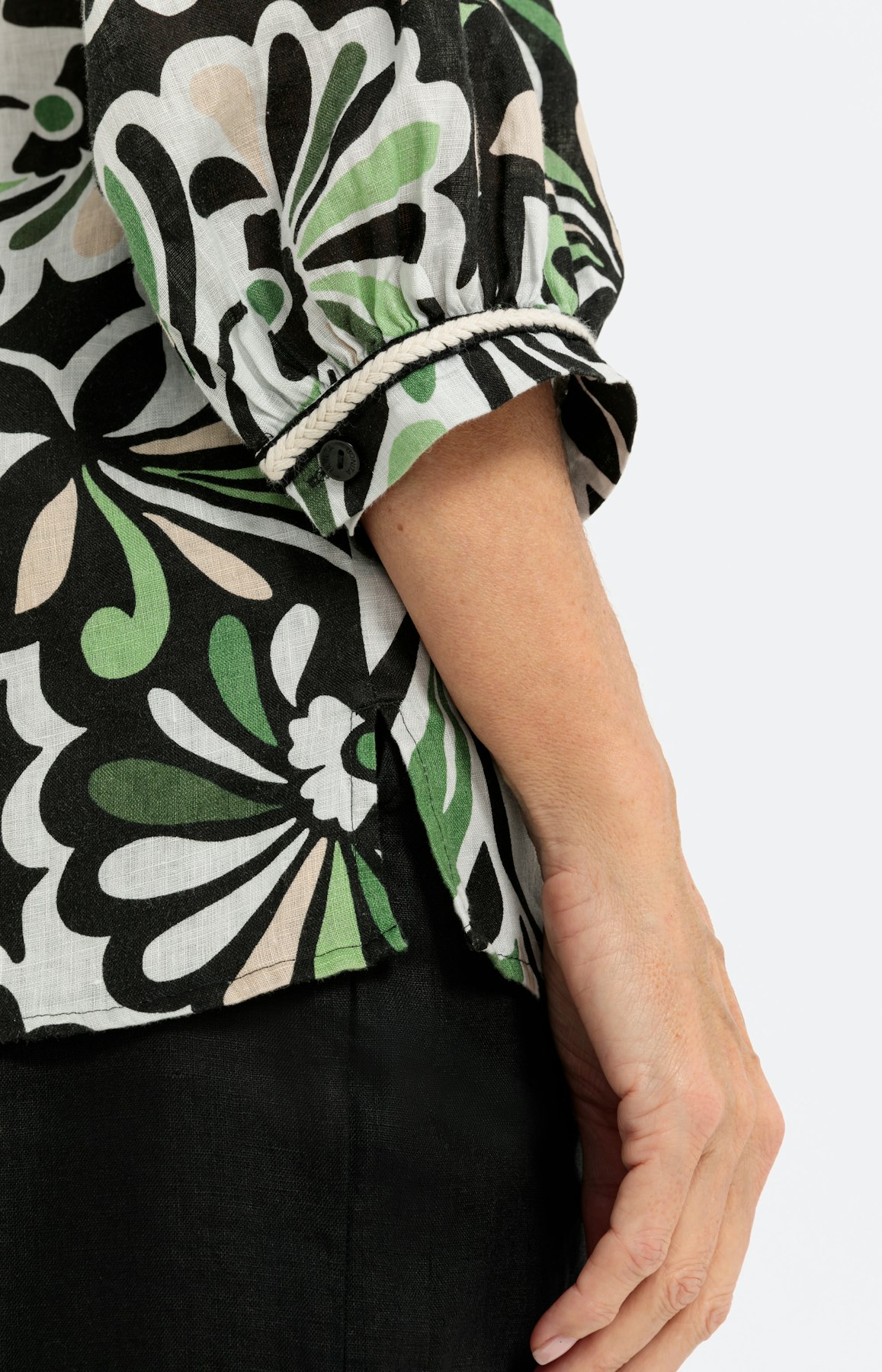 Linnen blouse met 3/4-mouwen