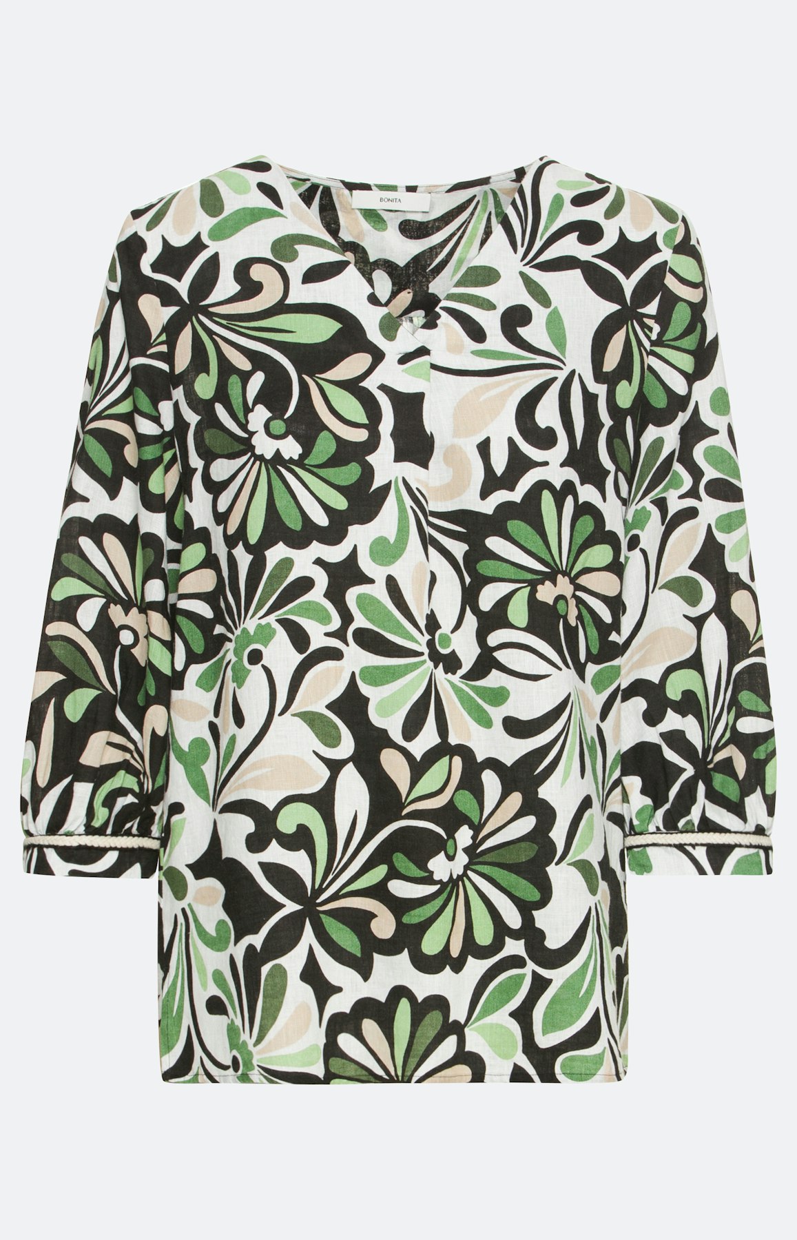 Linnen blouse met 3/4-mouwen