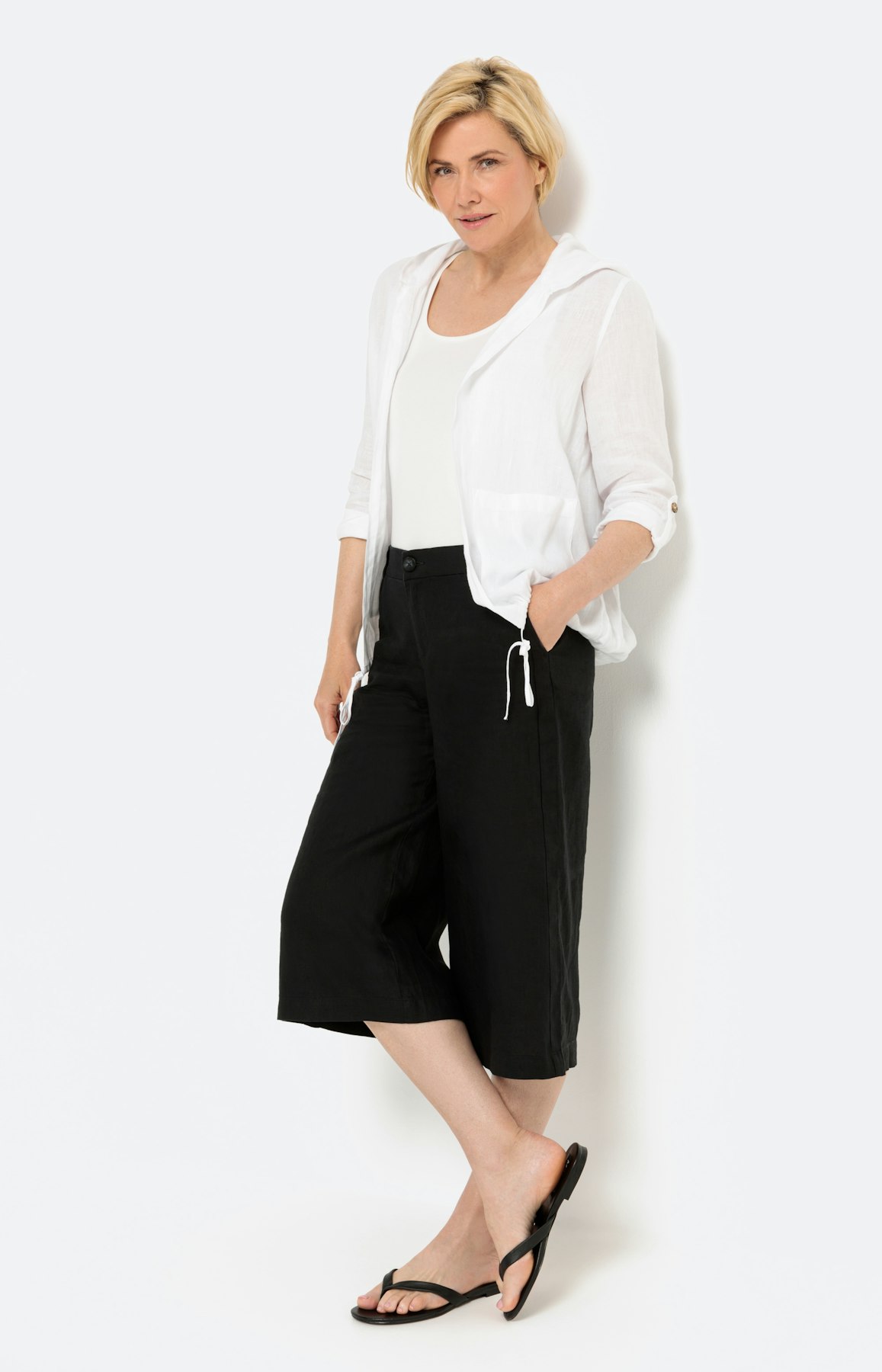 Capuchonjack van linnen met lange mouwen