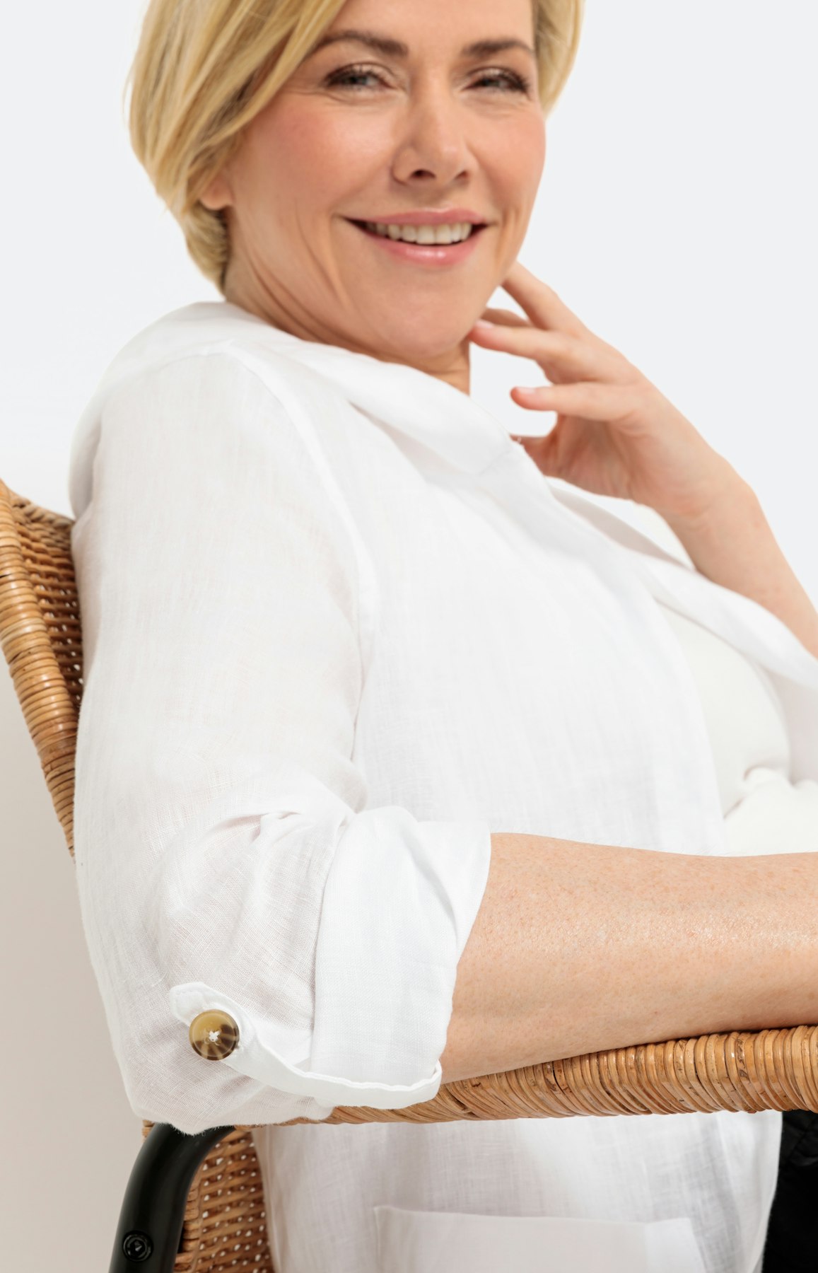 Capuchonjack van linnen met lange mouwen