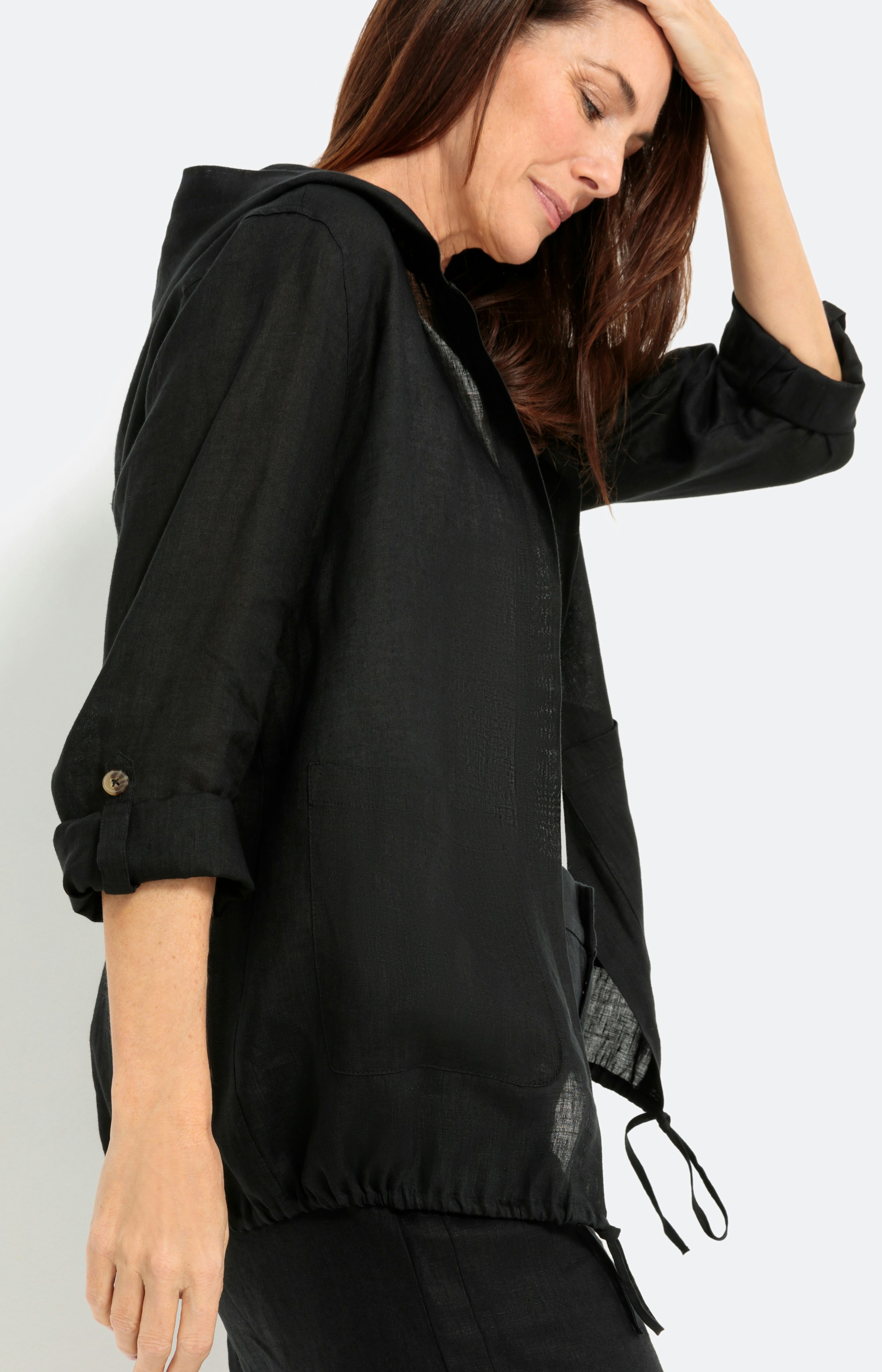 Strickjacke Leinenjacken FÃ¼r Damen Leichte Jacke Mit Kapuze Und - Main Image