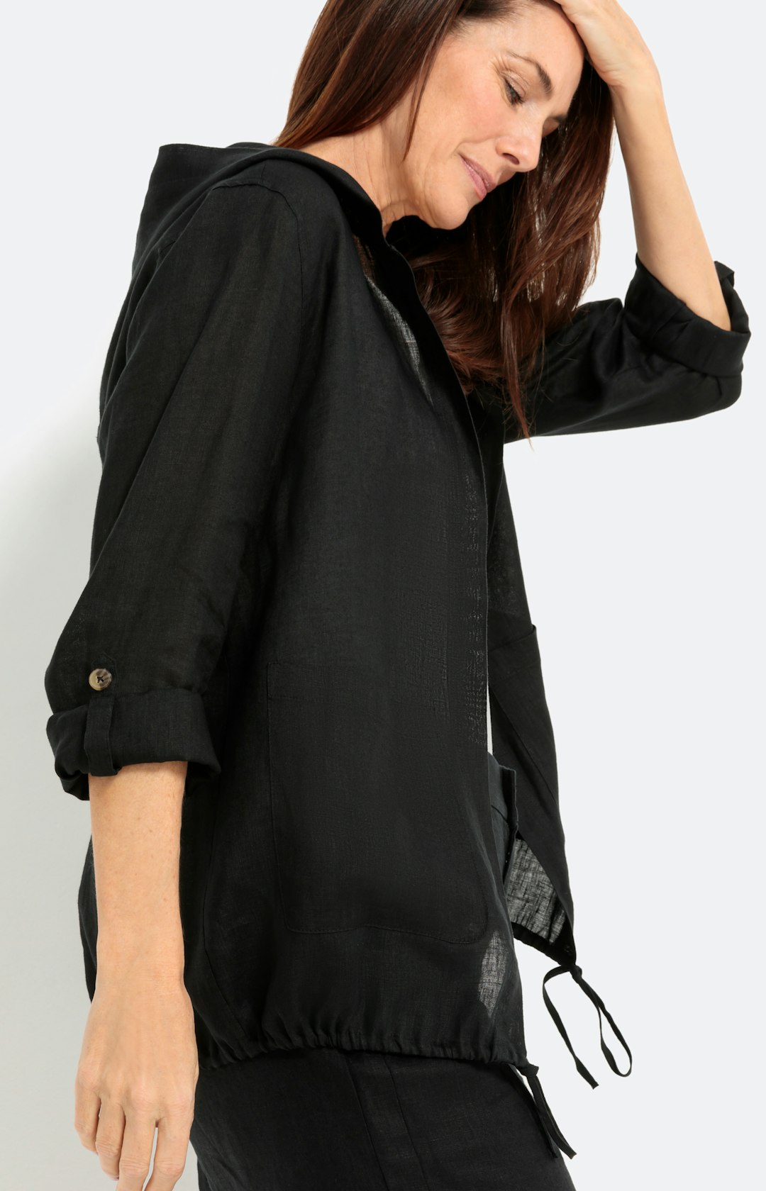 Strickjacke Leinenjacken Für Damen Leichte Jacke Mit Kapuze Und