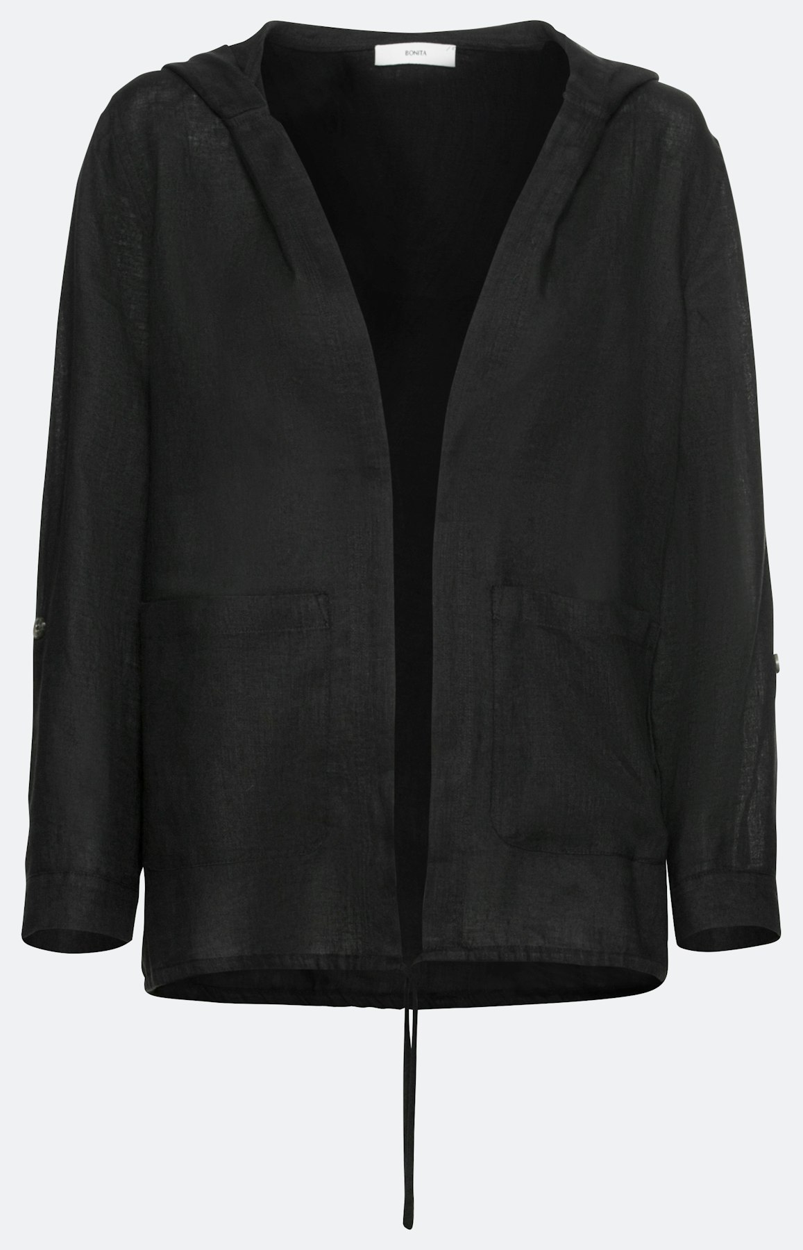 Linnen jasje met capuchon en lange mouwe