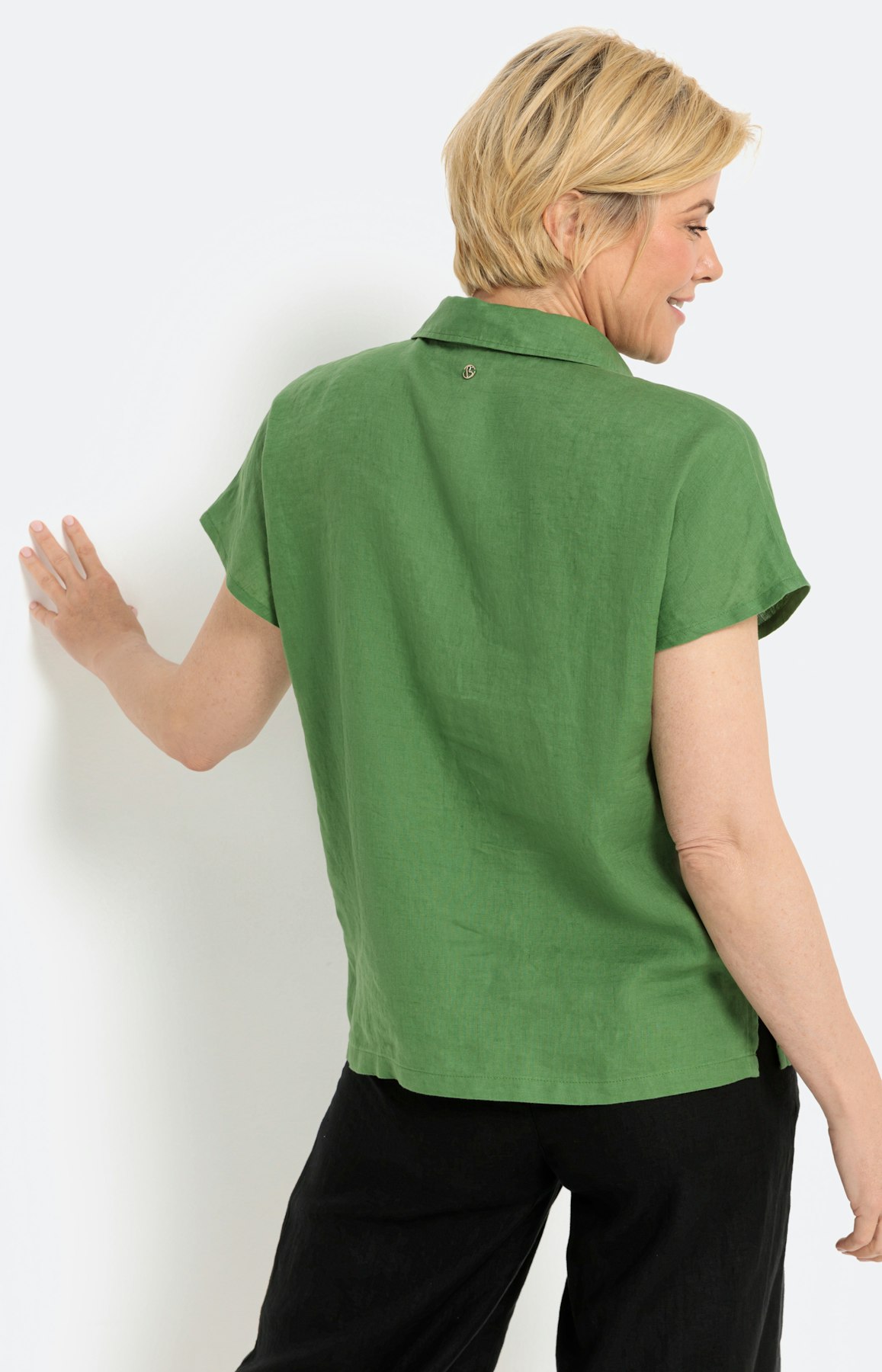 Linnen blouse met korte mouwen