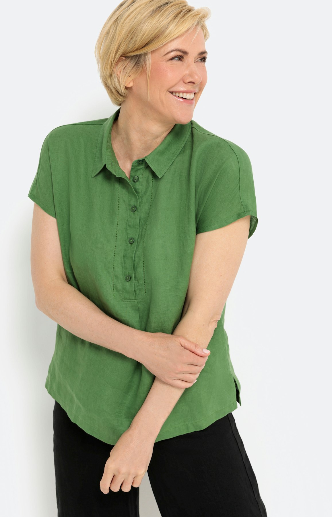 Linnen blouse met korte mouwen