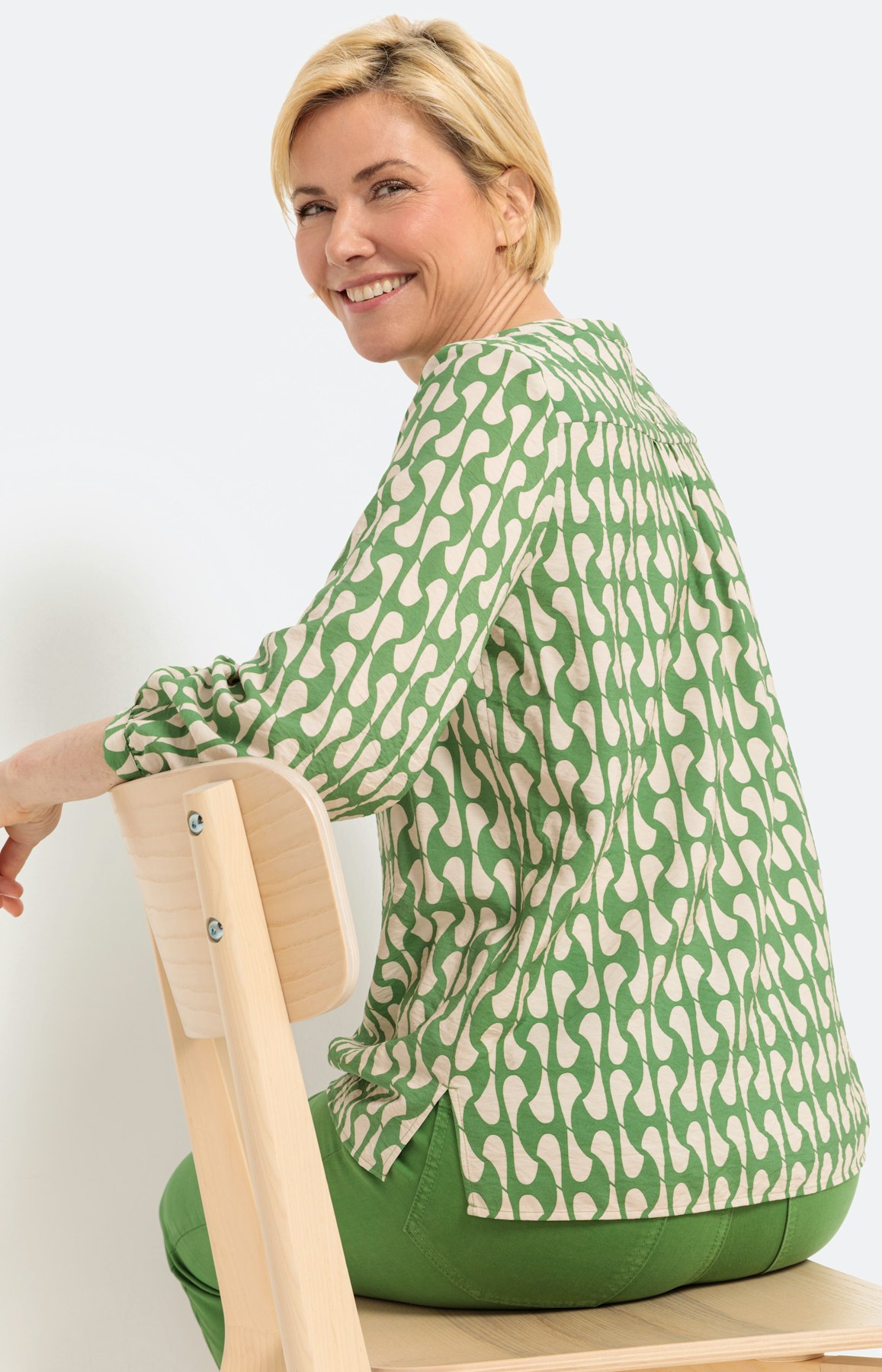 Gedessineerde blouse met 3/4-mouwen