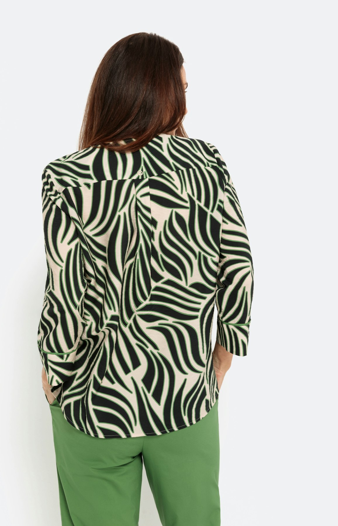 Blouse met 3/4-mouwen en bladerprint