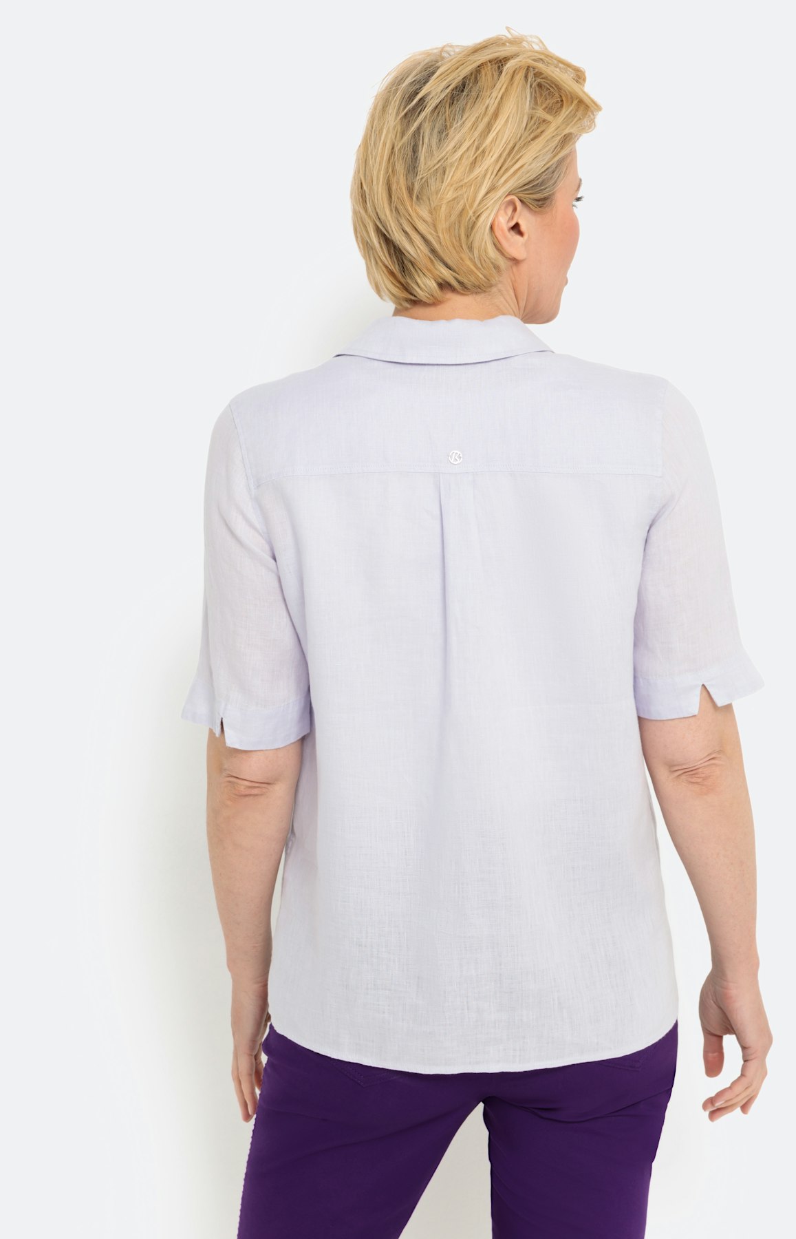 Halbarm-Bluse aus Leinen, violet