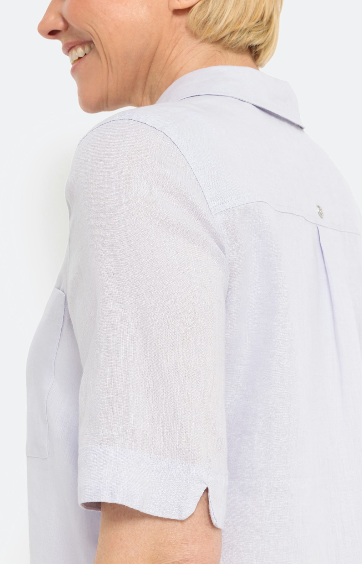 Halbarm-Bluse aus Leinen, violet