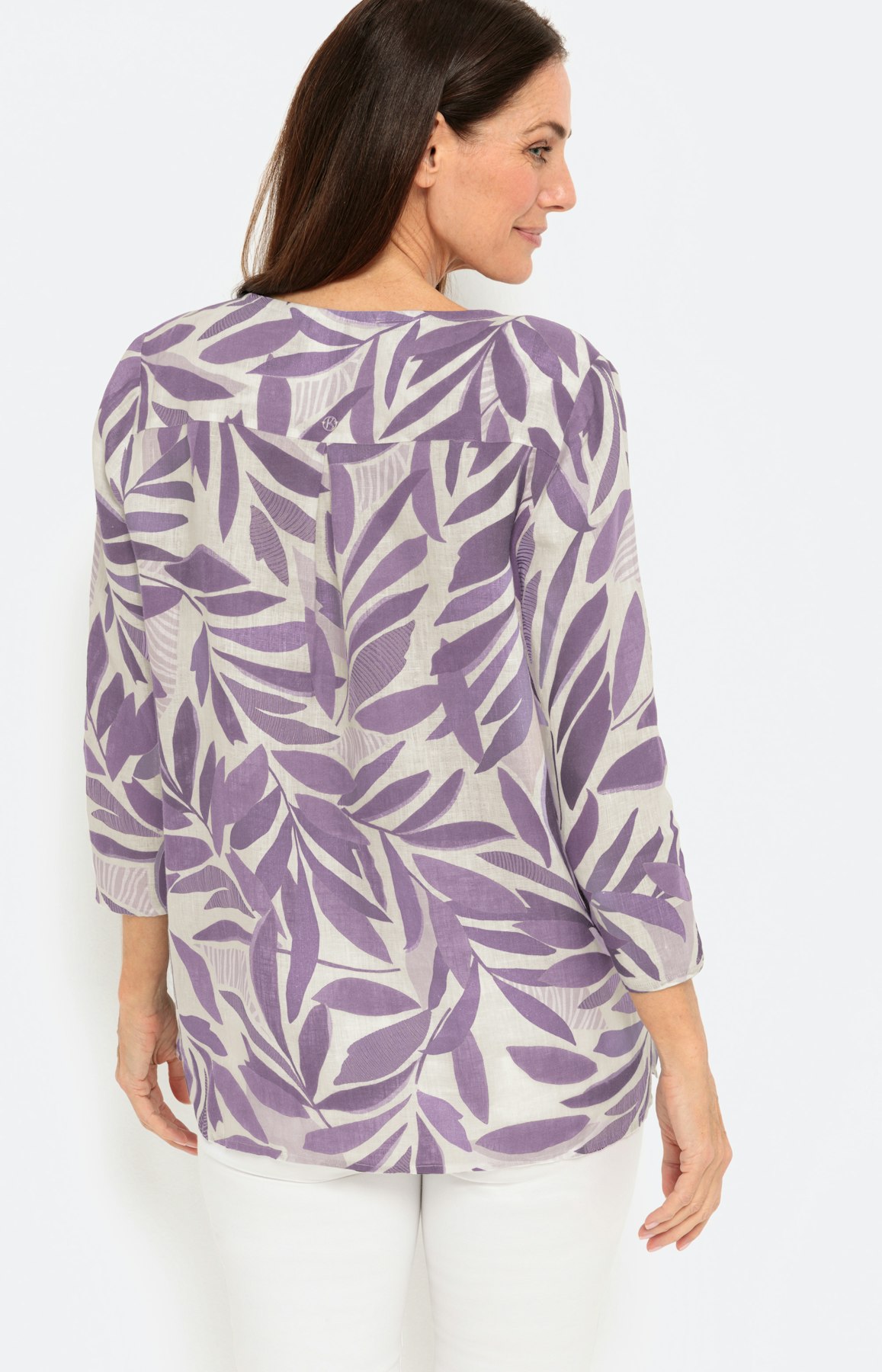 Tuniekblouse van linnen met 3/4-mouwen