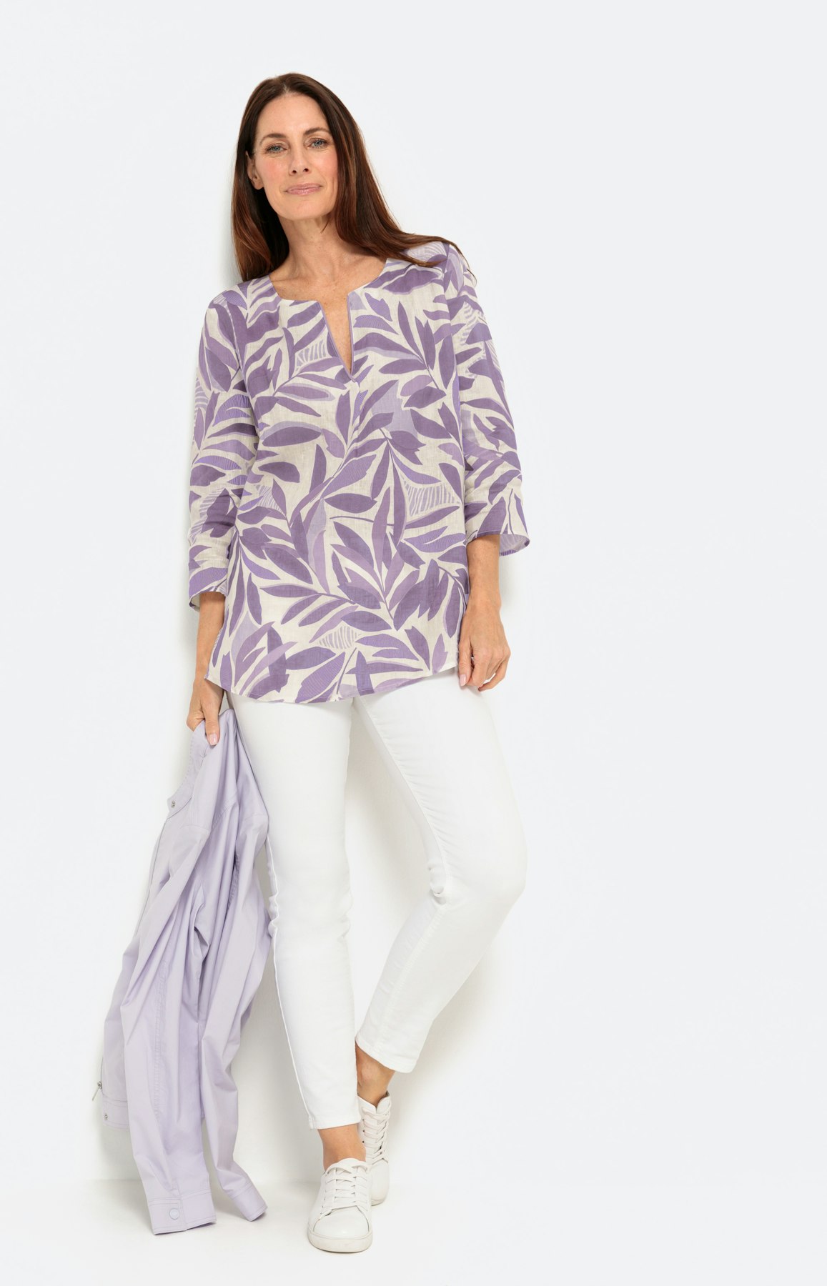 Tuniekblouse van linnen met 3/4-mouwen