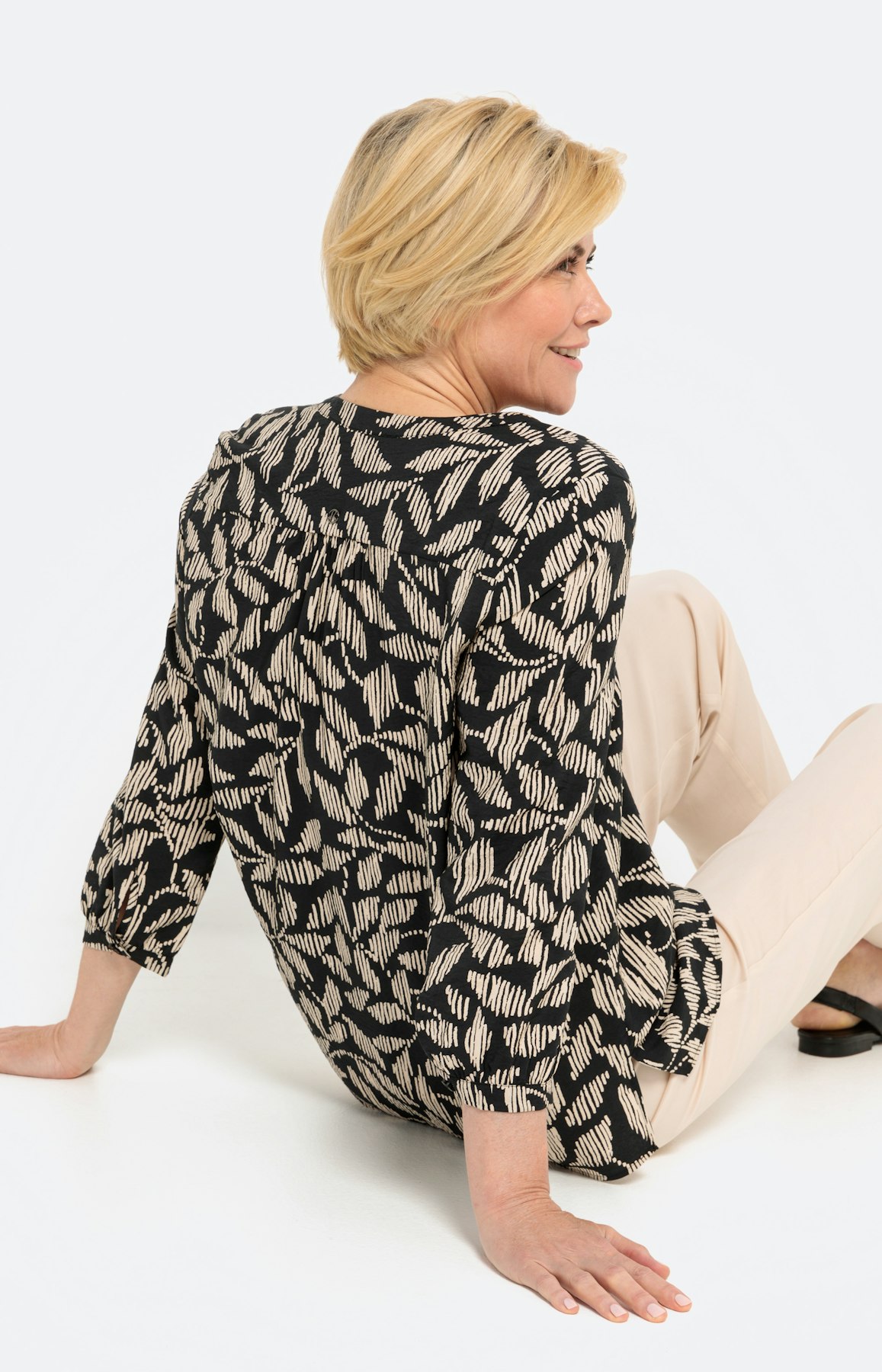 Gemusterte Bluse mit 3/4-Ärmel