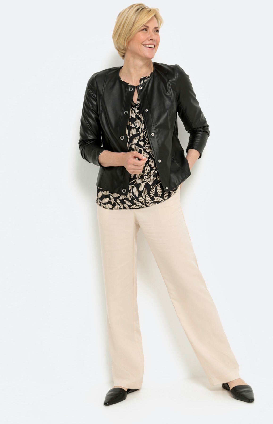 Gemusterte Bluse mit 3/4-Ärmel