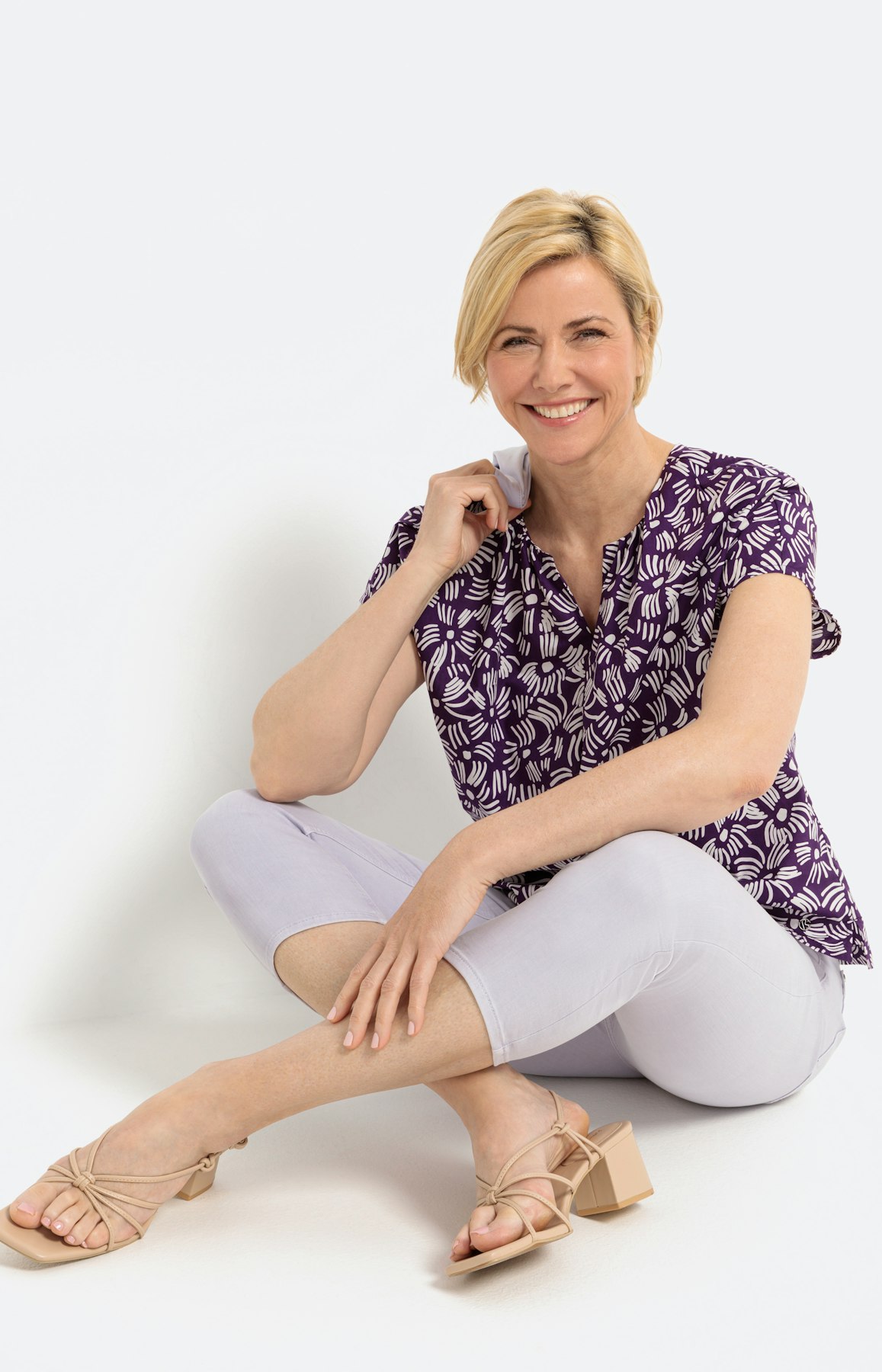 Kurzärmlige Bluse mit All Over-Print